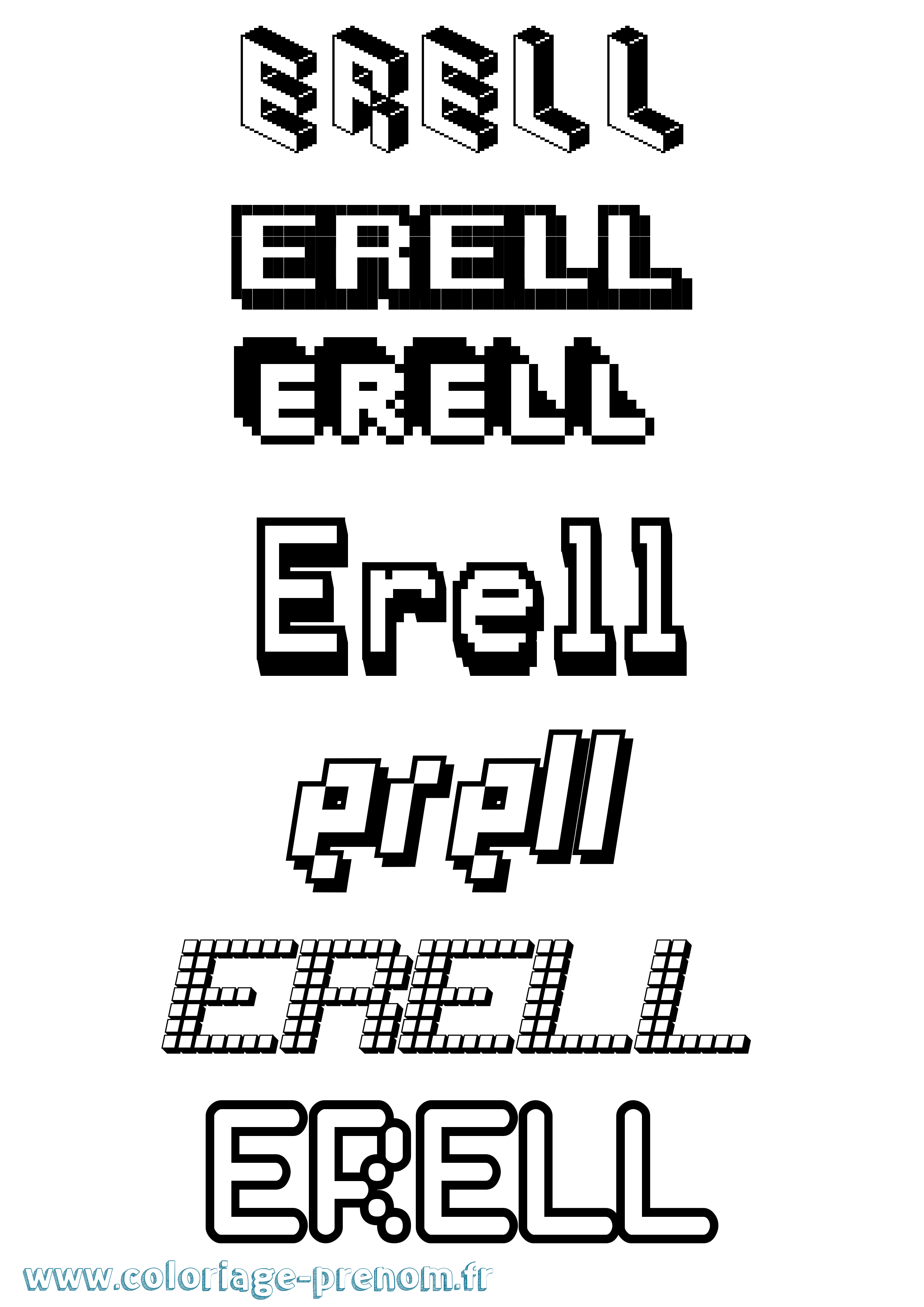 Coloriage Erell Pixel Coloriage prénom Erell Pixel