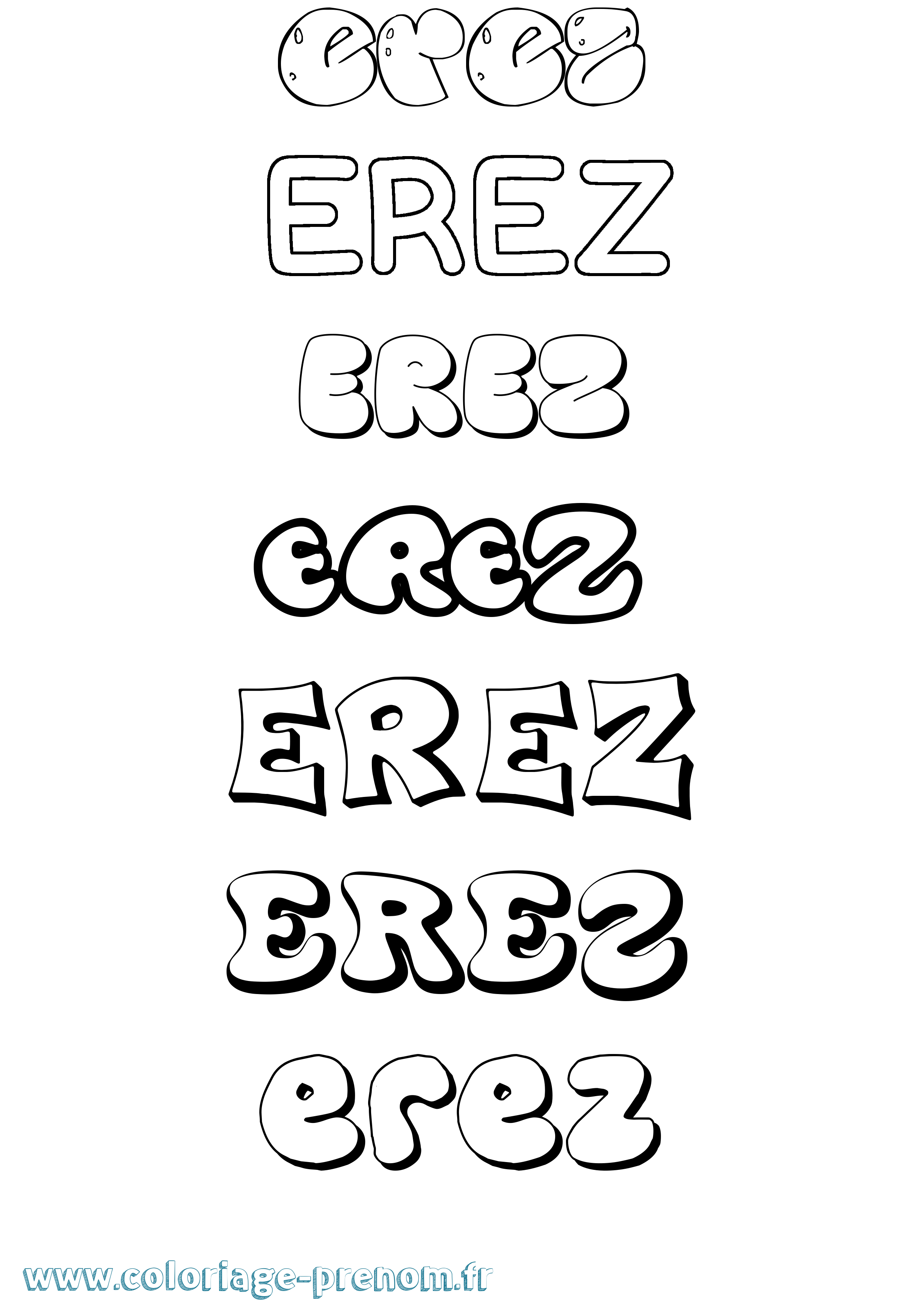 Coloriage Erez Bubble Coloriage prénom Erez Bubble