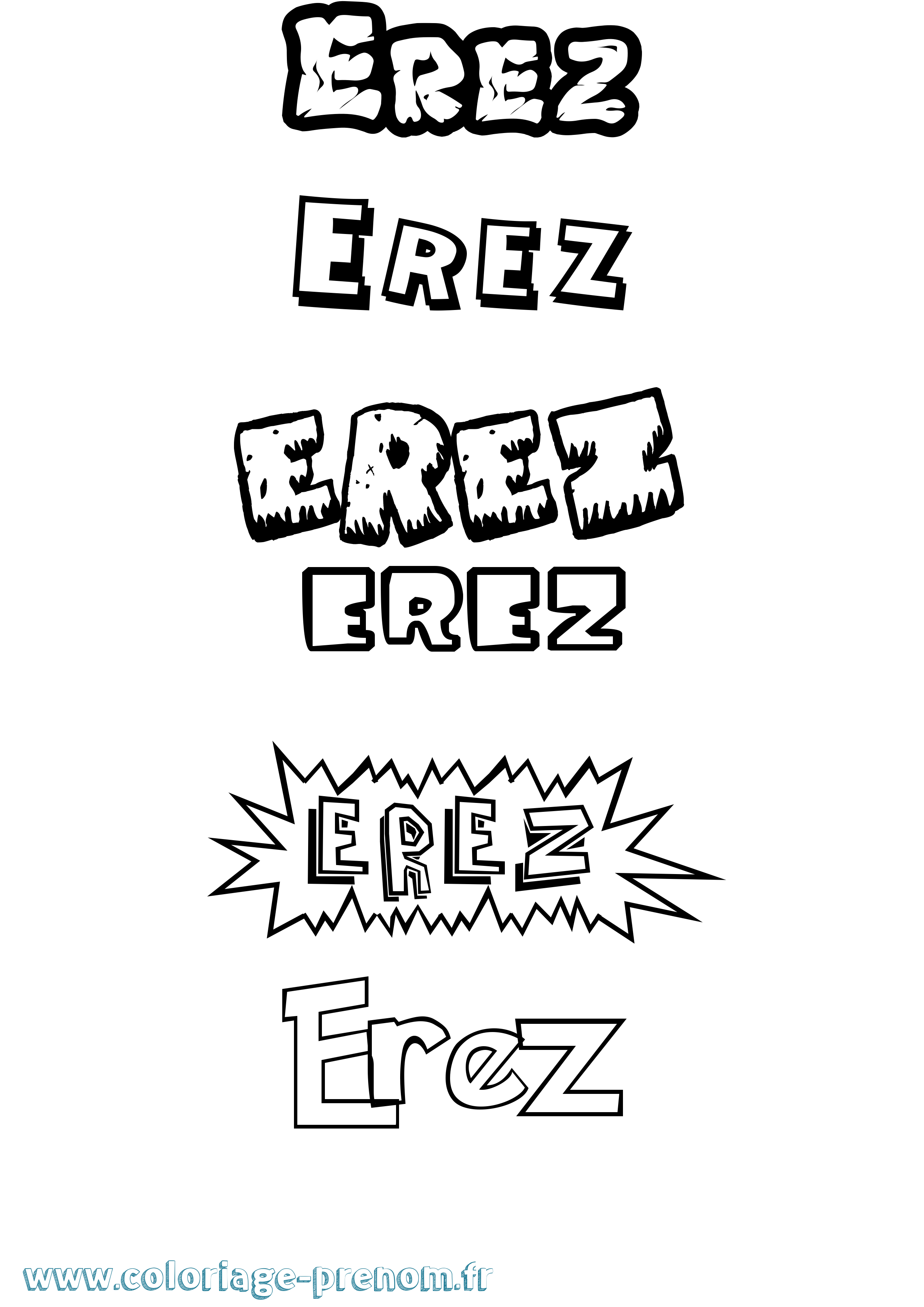 Coloriage Erez Dessin Animé Coloriage prénom Erez Dessin Animé