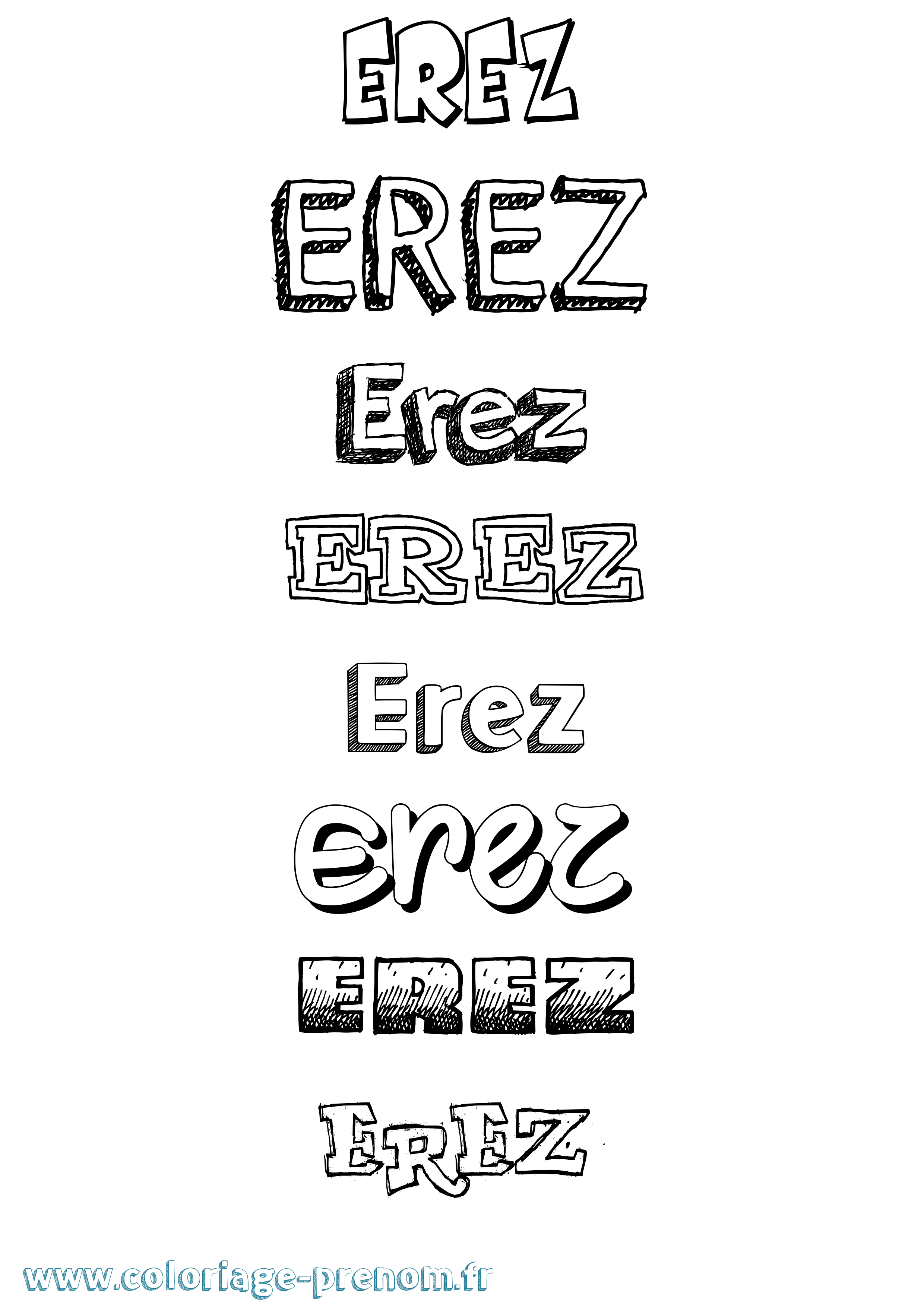 Coloriage Erez Dessiné Coloriage prénom Erez Dessiné