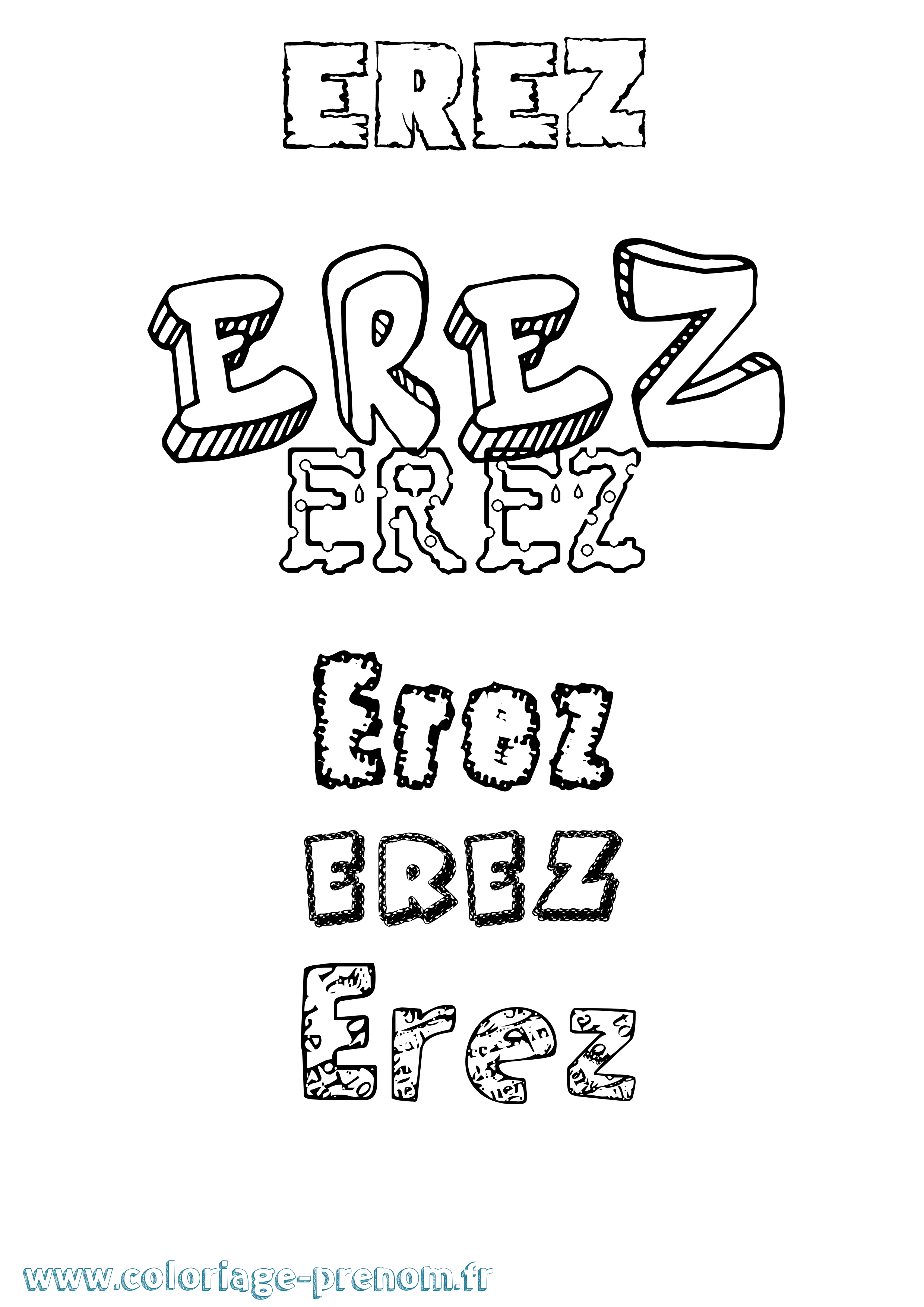 Coloriage Erez Destructuré Coloriage prénom Erez Destructuré