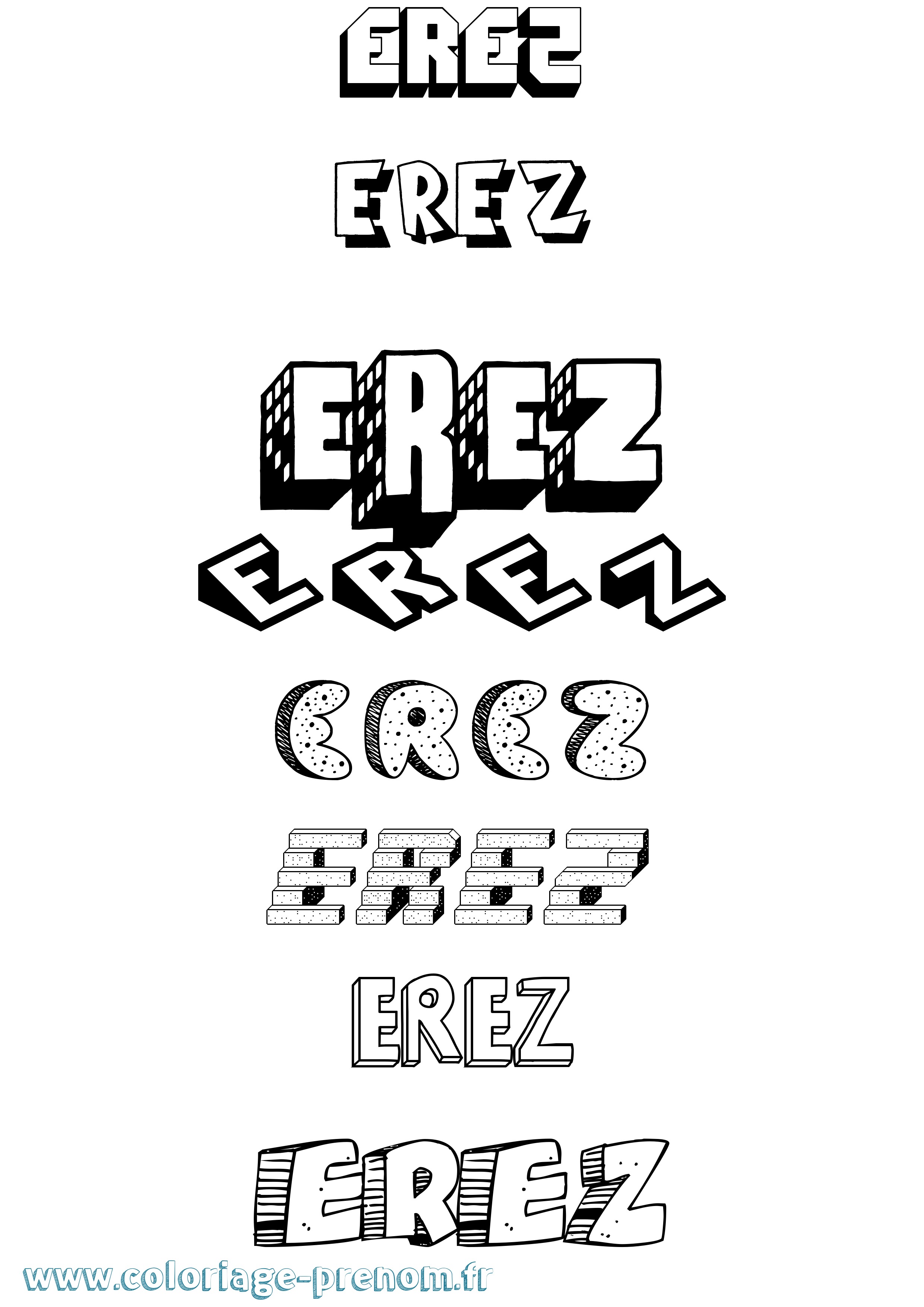 Coloriage Erez Effet 3D Coloriage prénom Erez Effet 3D