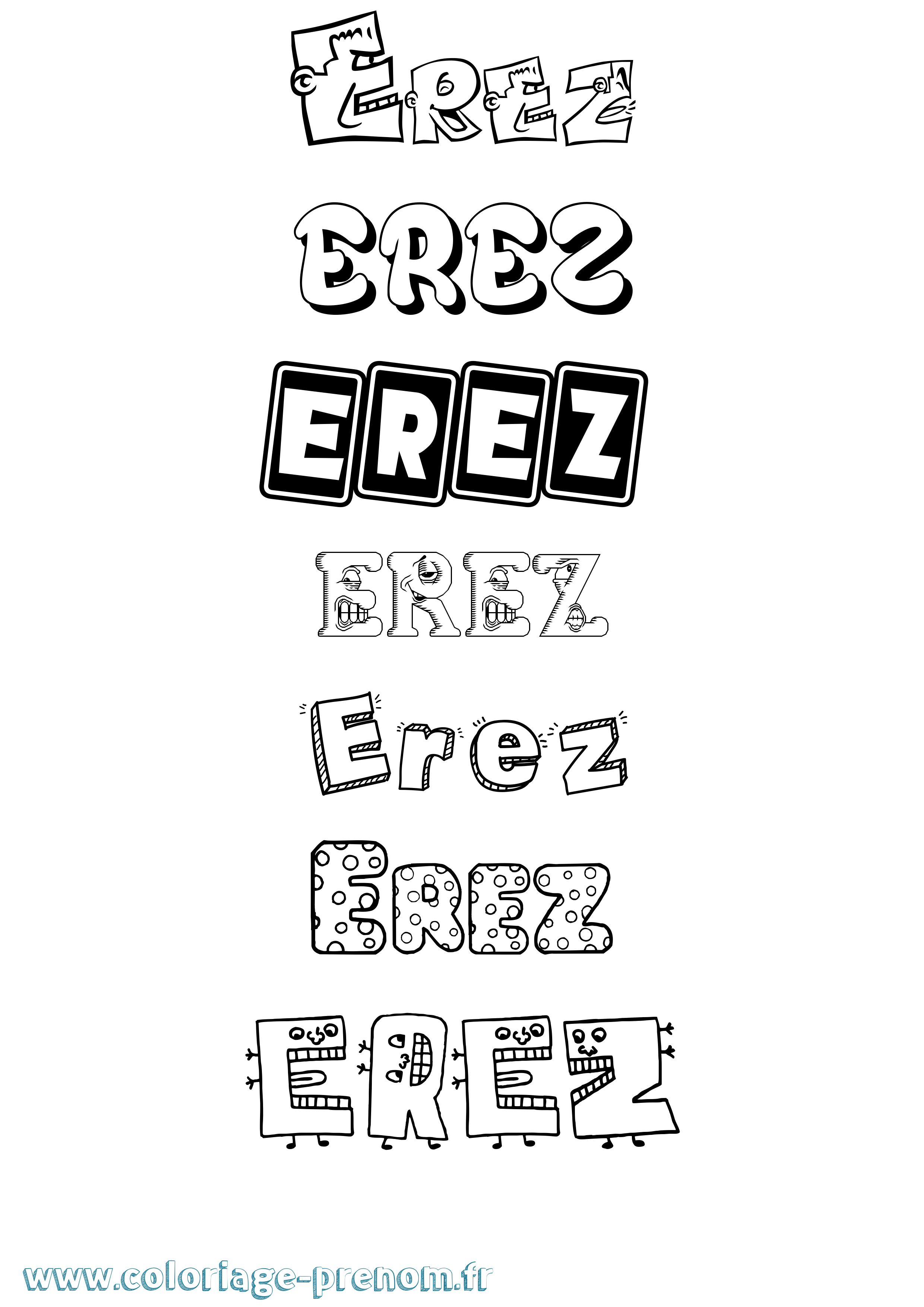 Coloriage Erez Fun Coloriage prénom Erez Fun