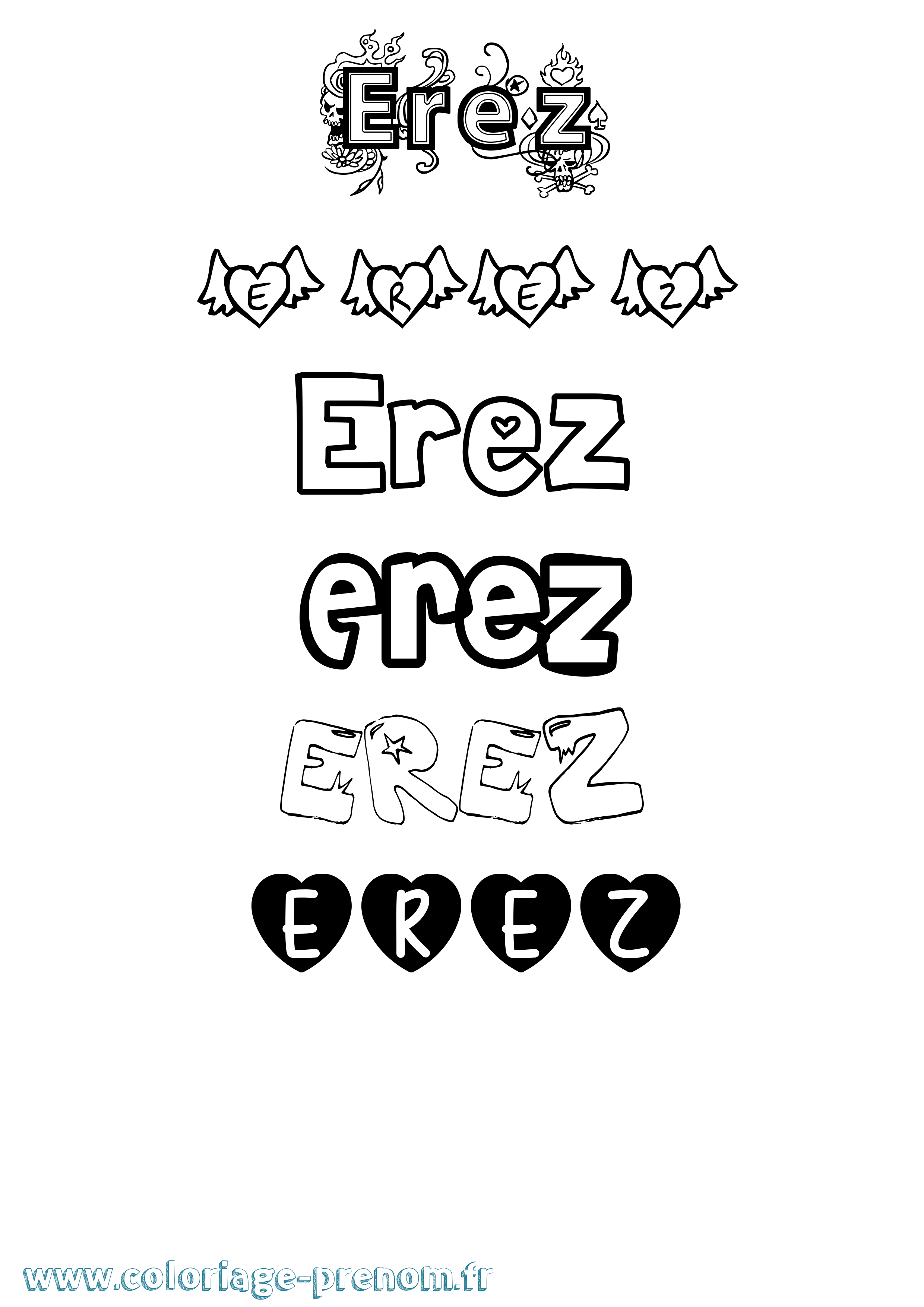 Coloriage Erez Girly Coloriage prénom Erez Girly