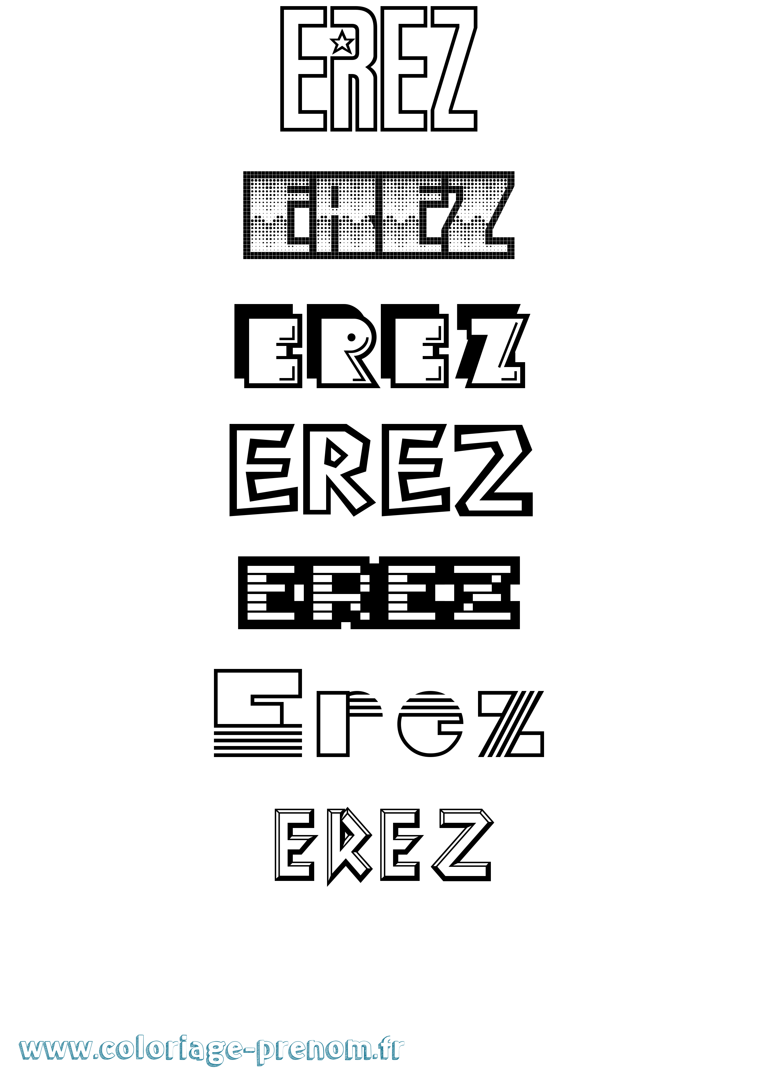 Coloriage Erez Jeux Vidéos Coloriage prénom Erez Jeux Vidéos