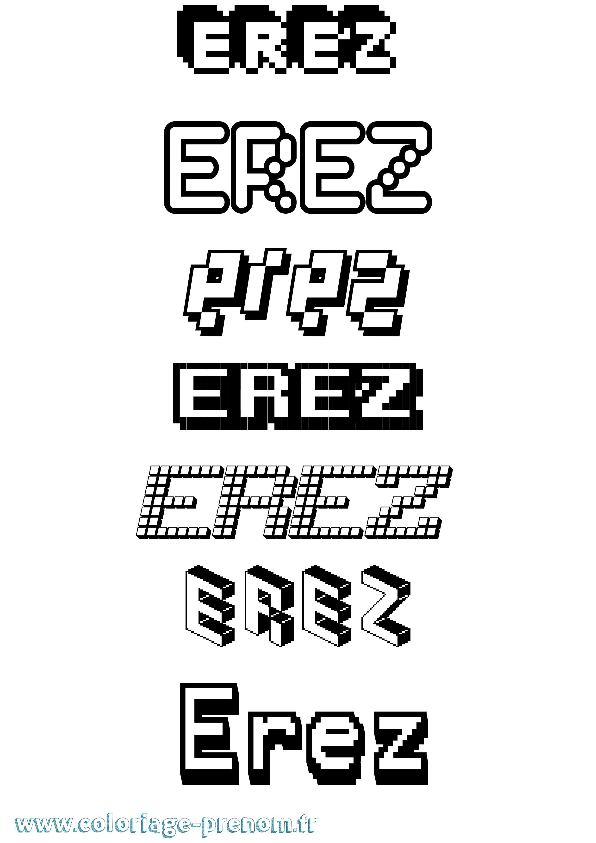 Coloriage Erez Pixel Coloriage prénom Erez Pixel