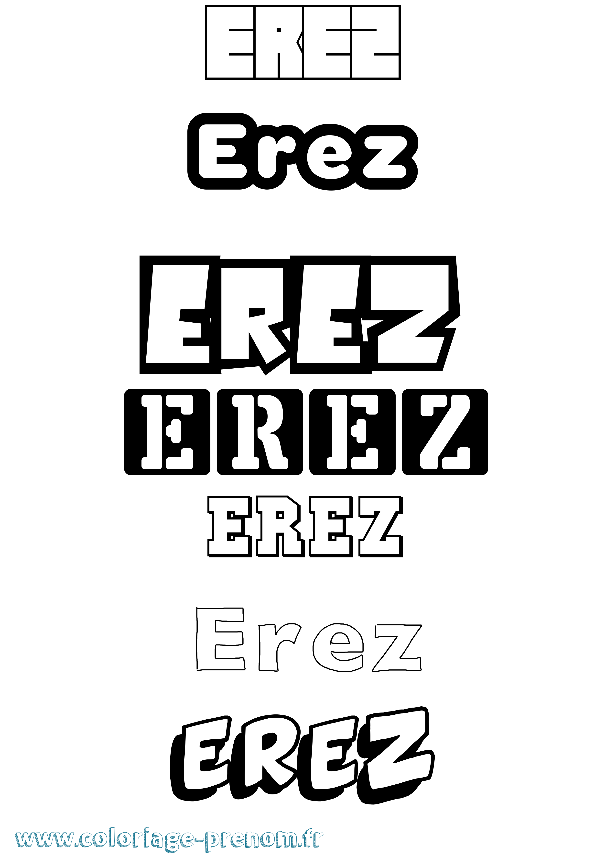 Coloriage Erez Simple Coloriage prénom Erez Simple