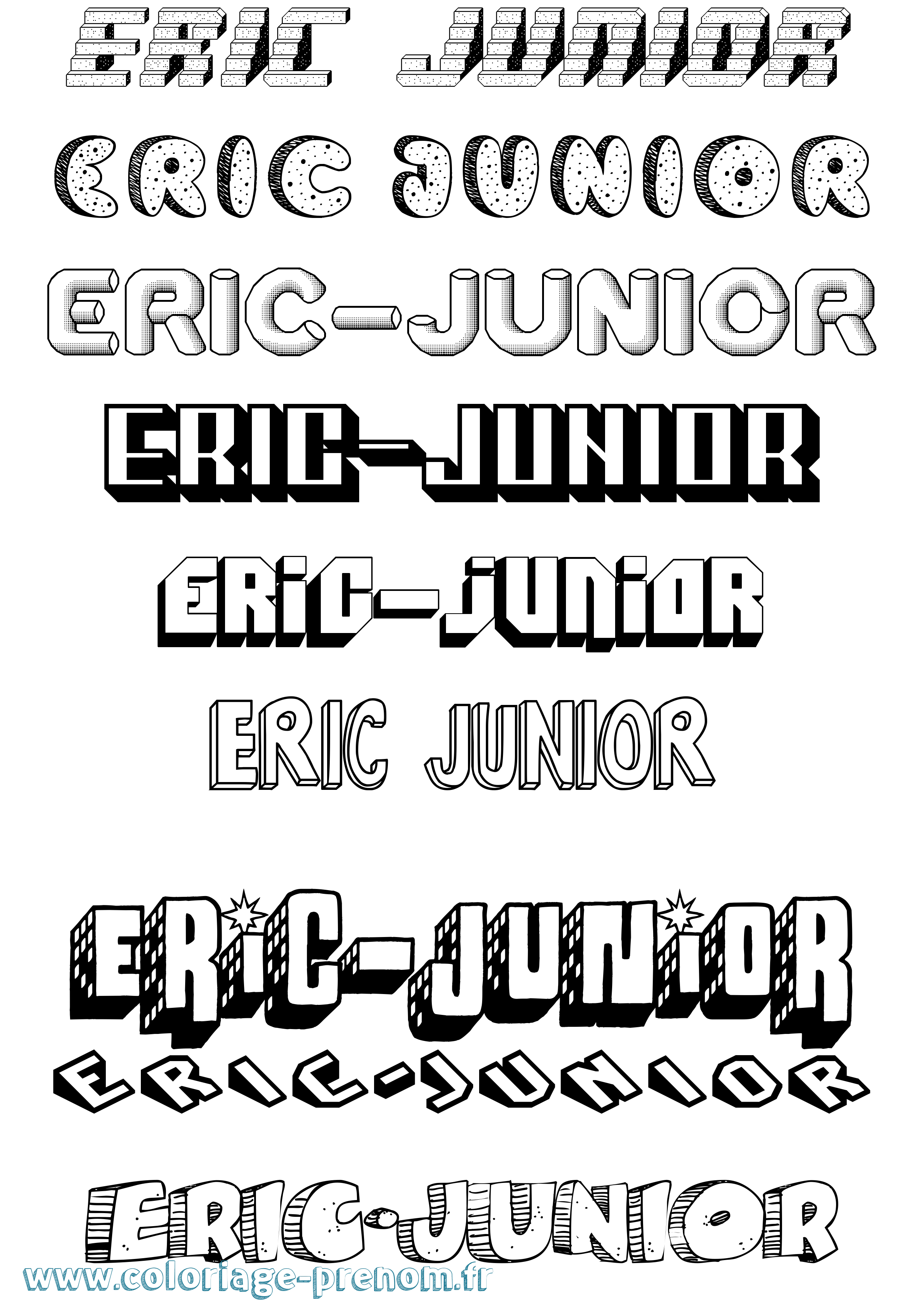 Coloriage Eric-Junior Effet 3D Coloriage prénom Eric-Junior Effet 3D