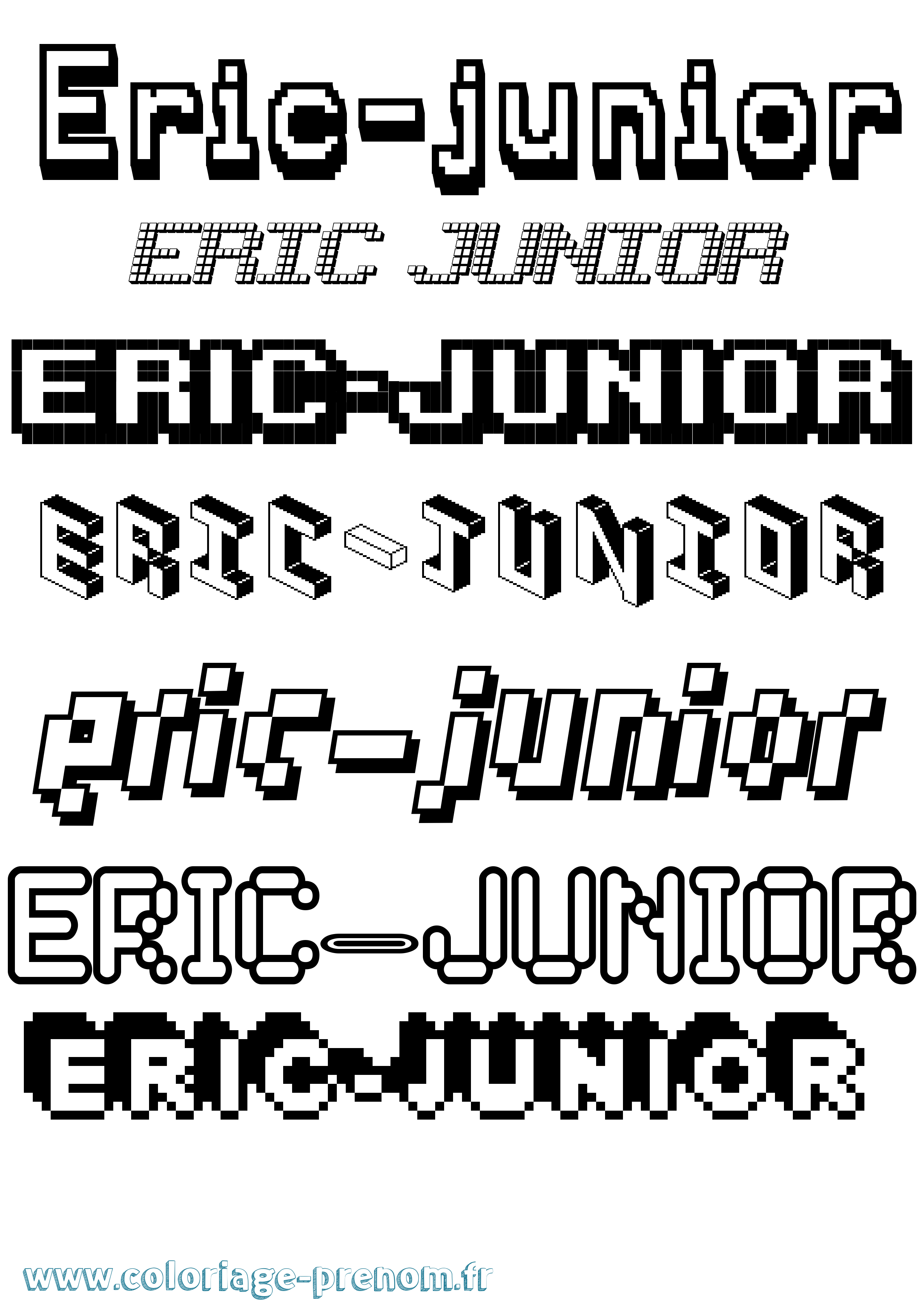 Coloriage Eric-Junior Pixel Coloriage prénom Eric-Junior Pixel
