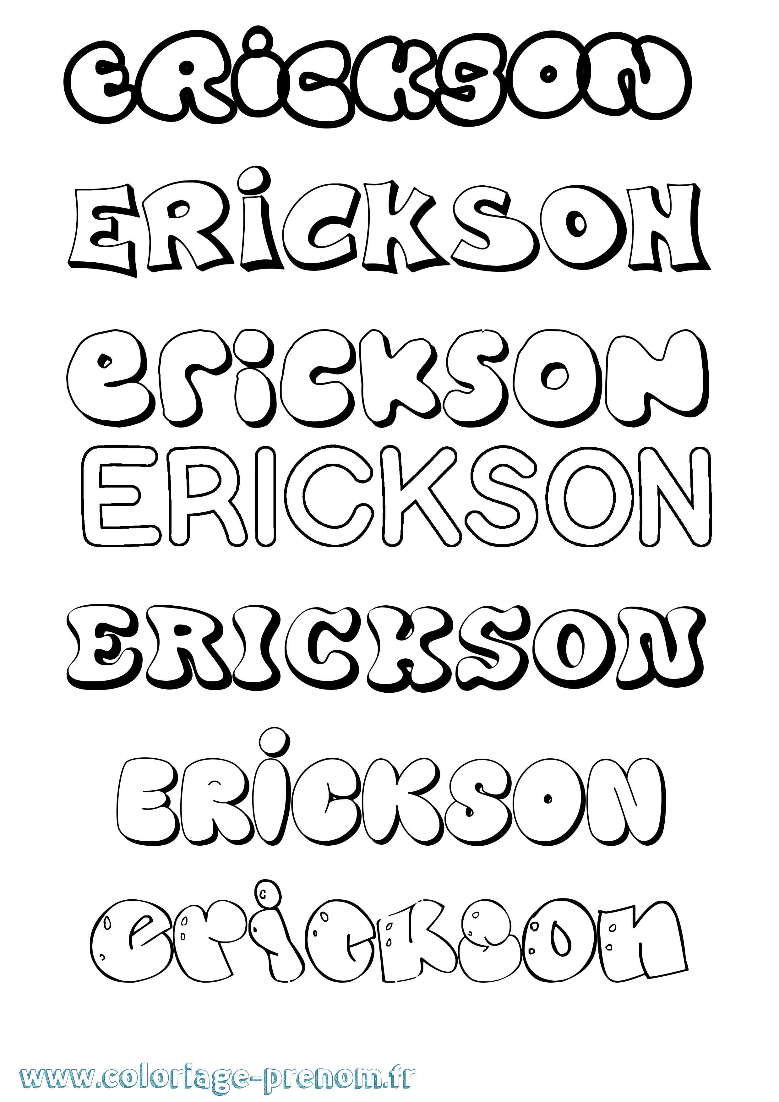 Coloriage Erickson Bubble Coloriage prénom Erickson Bubble
