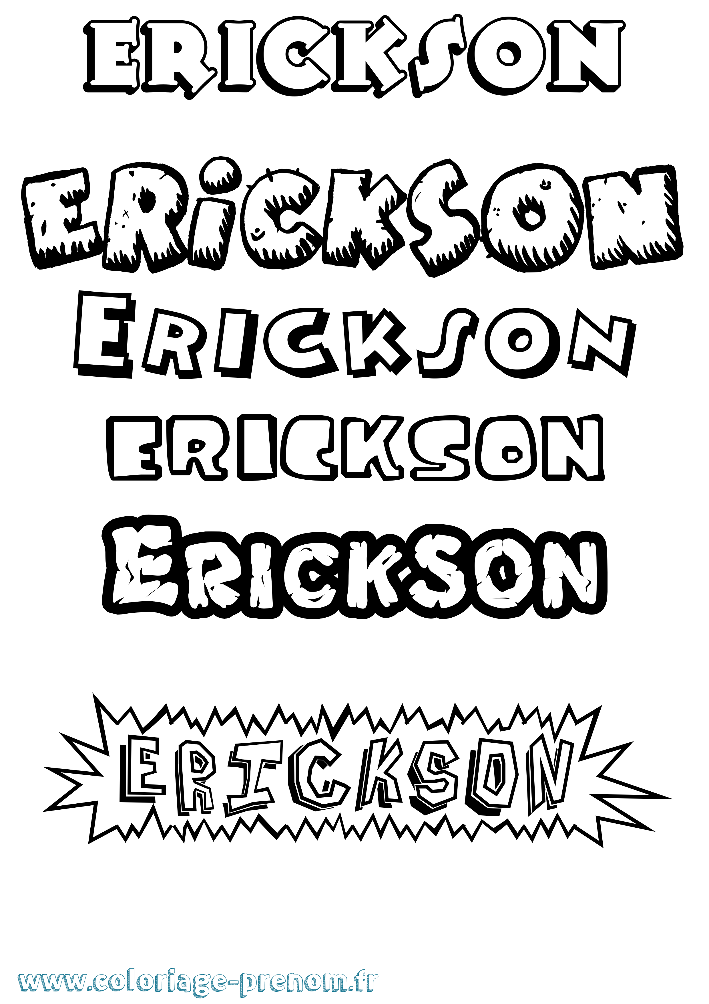 Coloriage Erickson Dessin Animé Coloriage prénom Erickson Dessin Animé