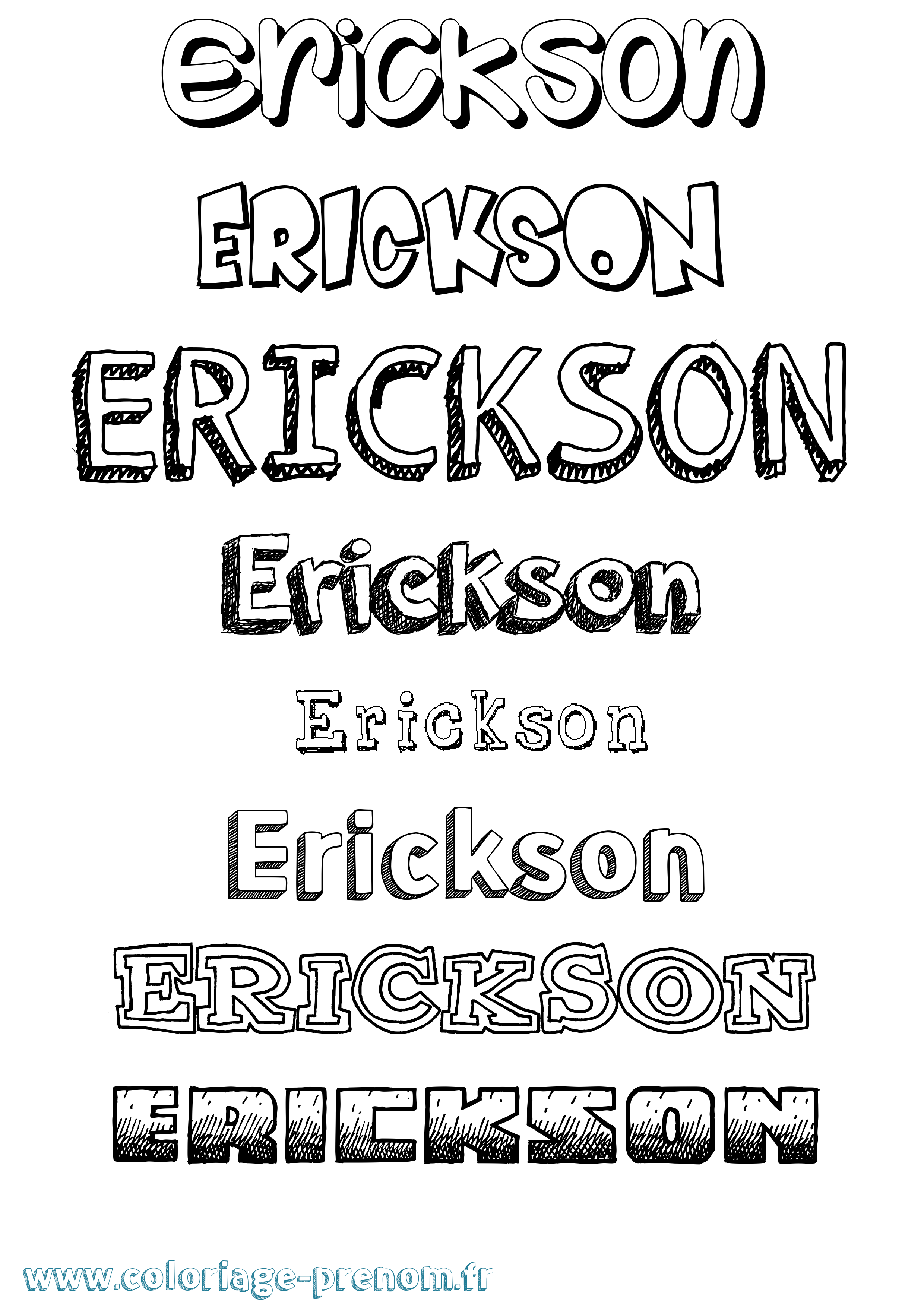 Coloriage Erickson Dessiné Coloriage prénom Erickson Dessiné