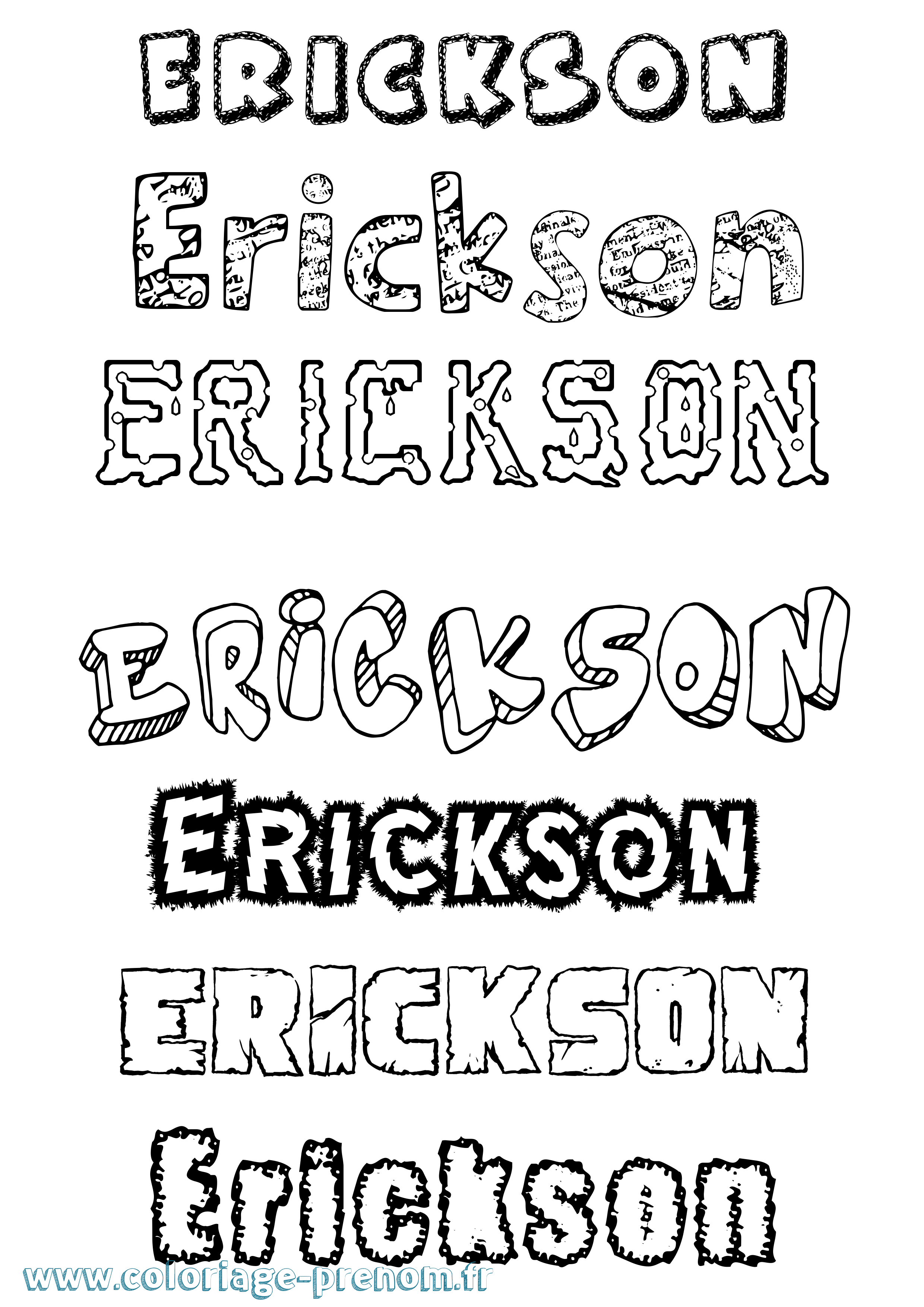 Coloriage Erickson Destructuré Coloriage prénom Erickson Destructuré