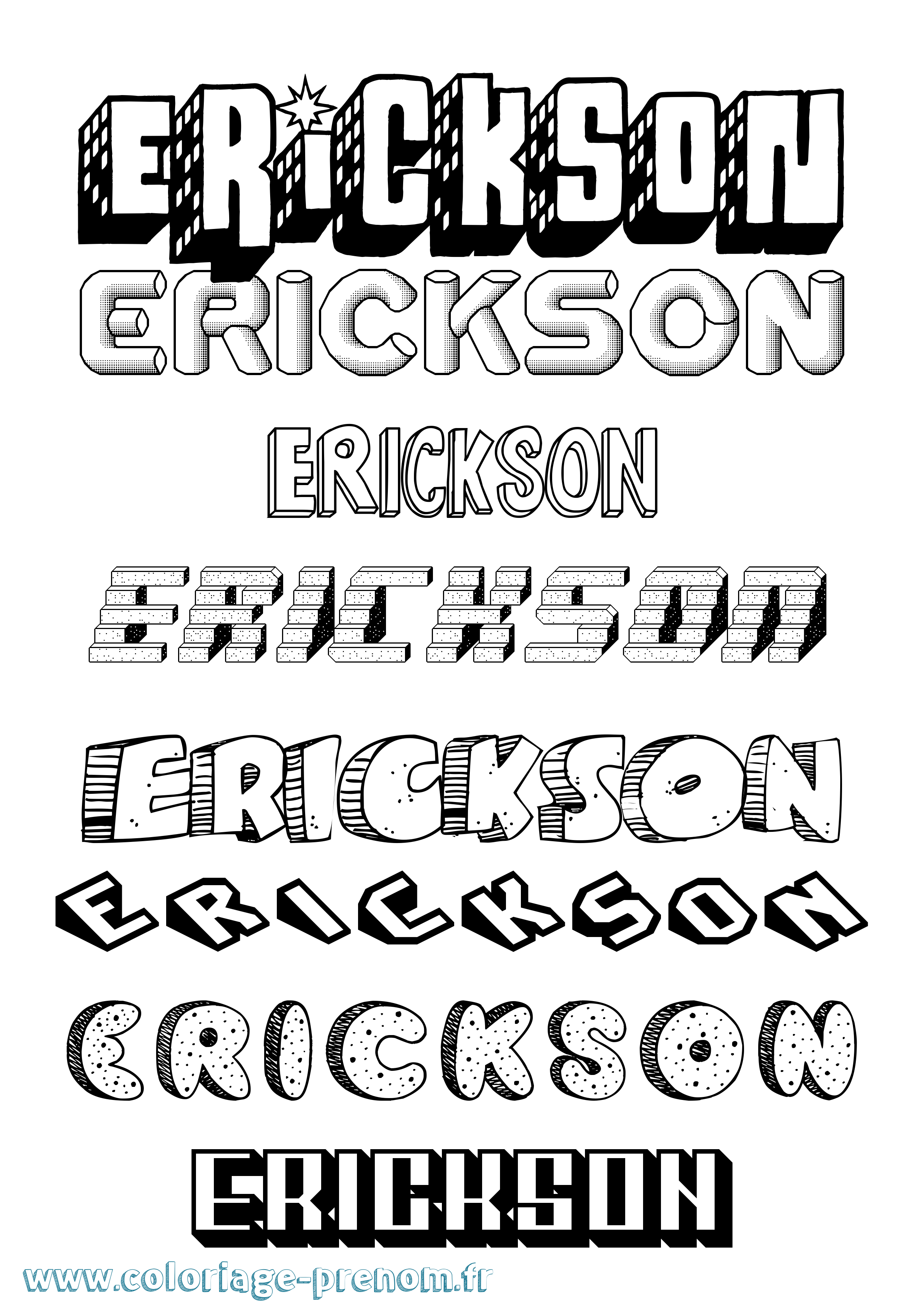 Coloriage Erickson Effet 3D Coloriage prénom Erickson Effet 3D