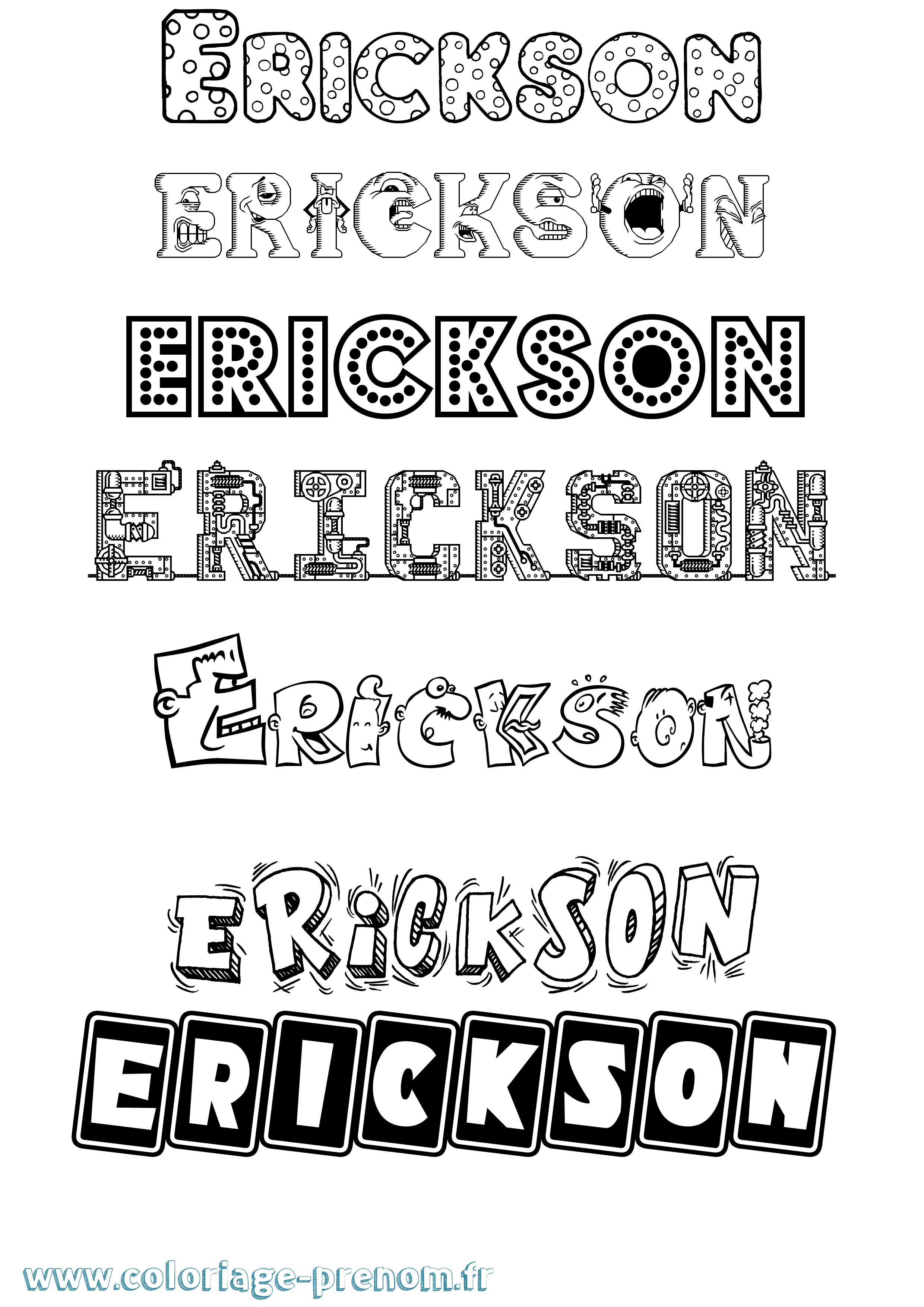 Coloriage Erickson Fun Coloriage prénom Erickson Fun