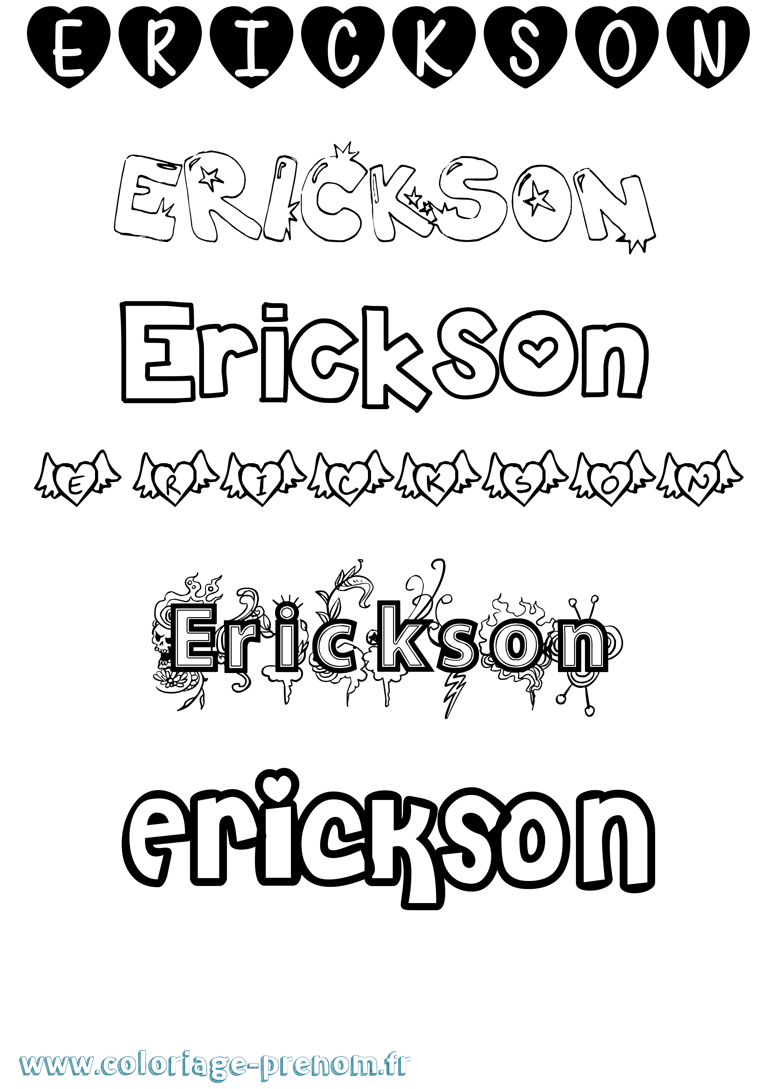 Coloriage Erickson Girly Coloriage prénom Erickson Girly