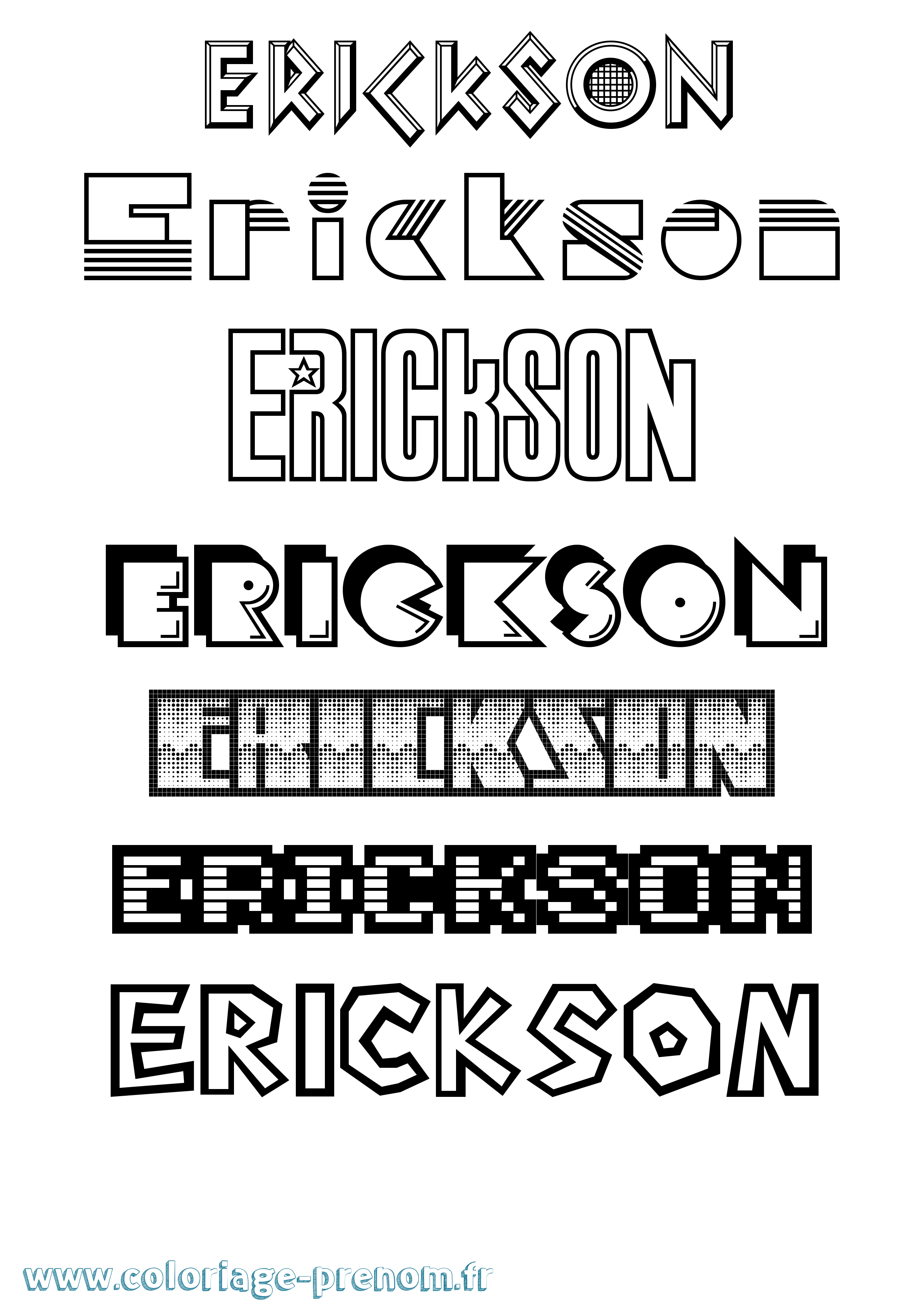 Coloriage Erickson Jeux Vidéos Coloriage prénom Erickson Jeux Vidéos
