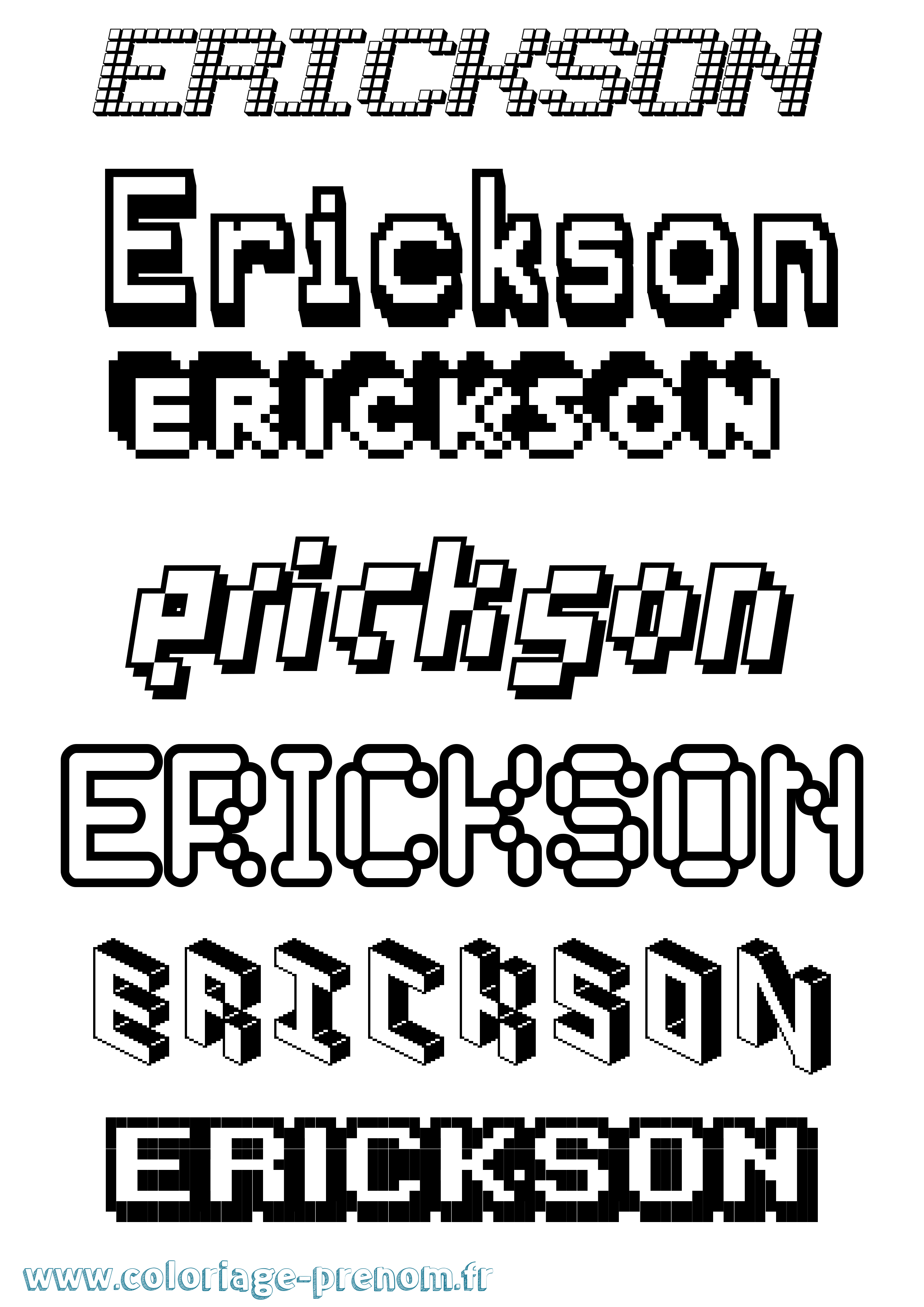 Coloriage Erickson Pixel Coloriage prénom Erickson Pixel