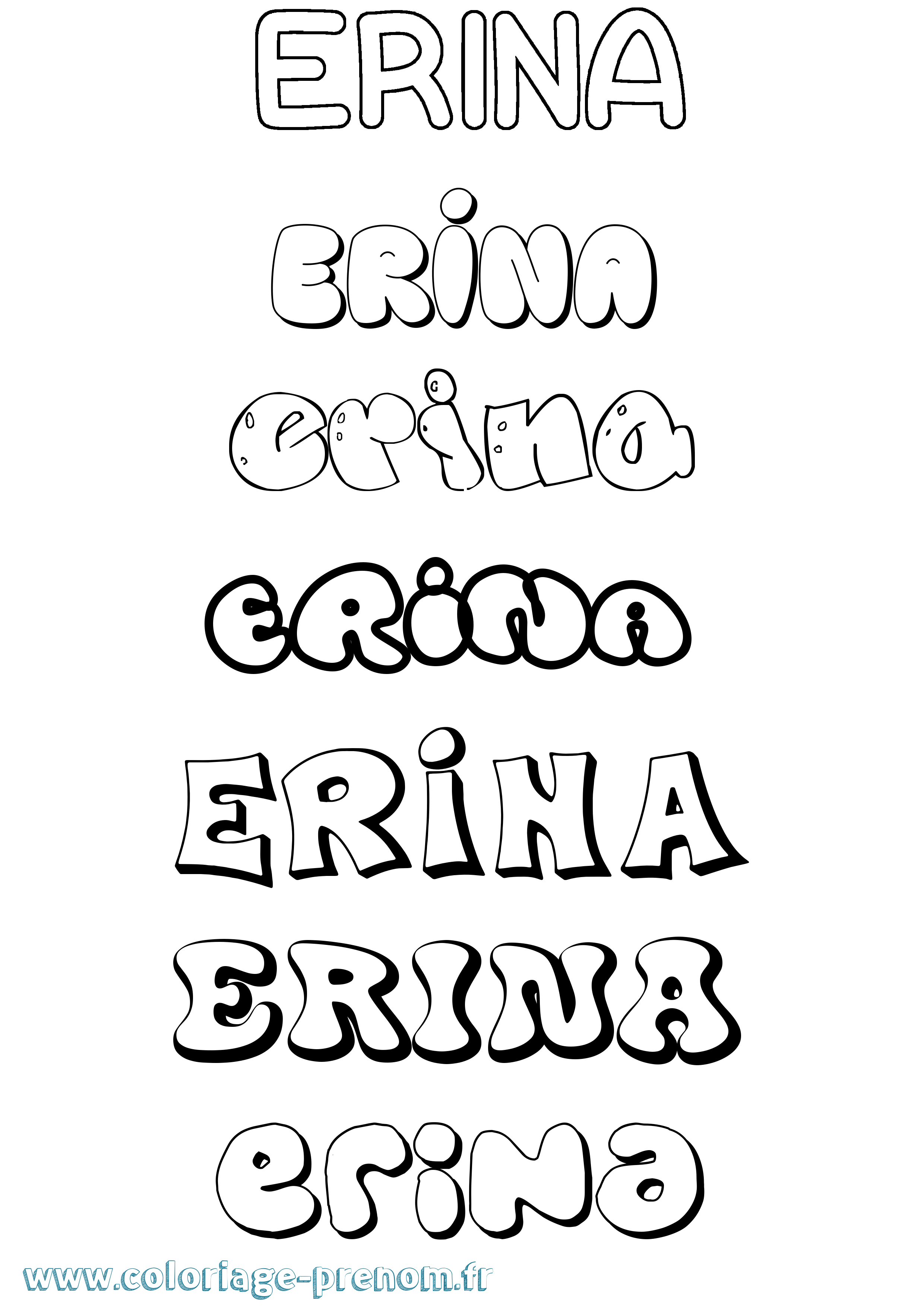 Coloriage Erina Bubble Coloriage prénom Erina Bubble