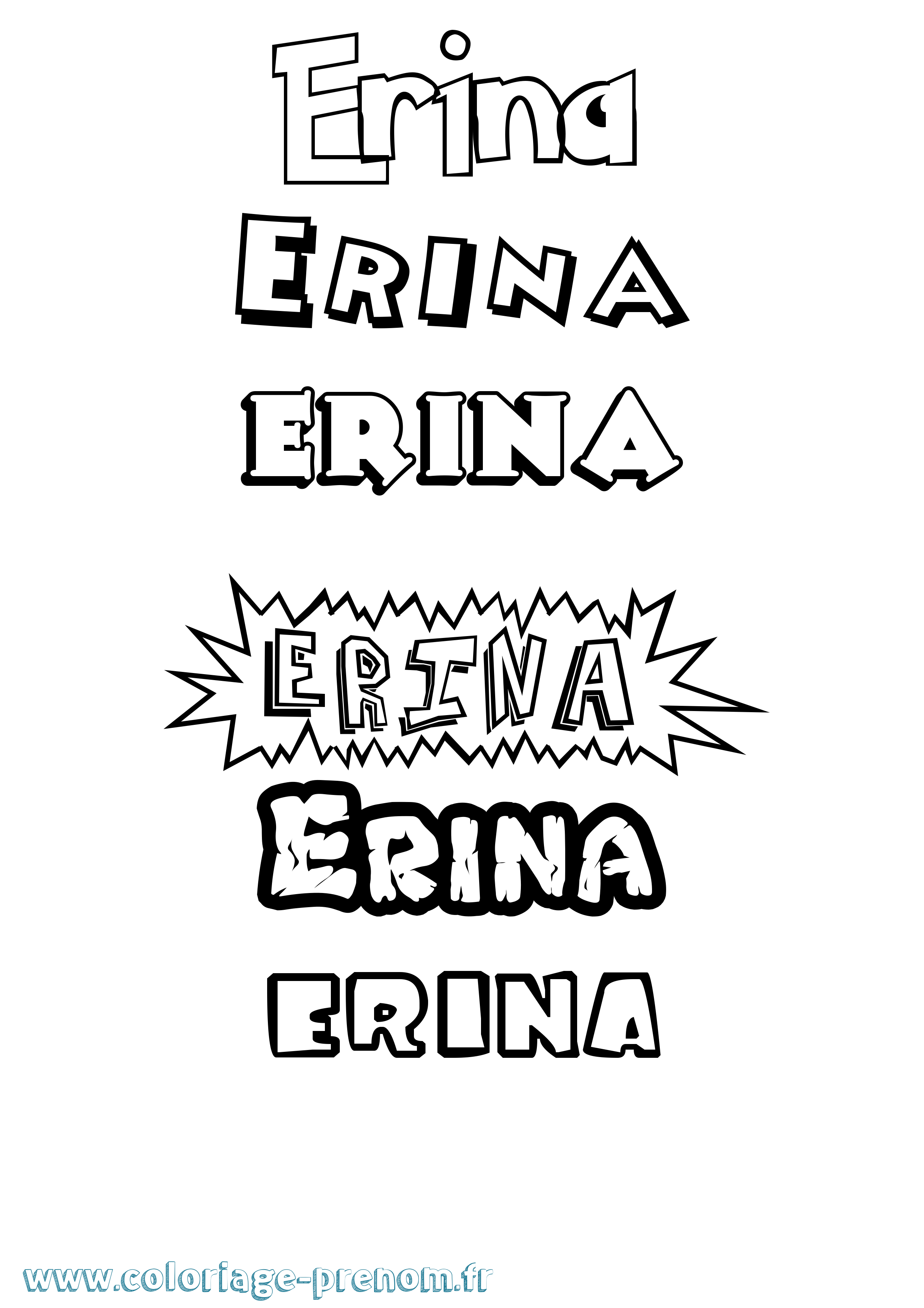 Coloriage Erina Dessin Animé Coloriage prénom Erina Dessin Animé