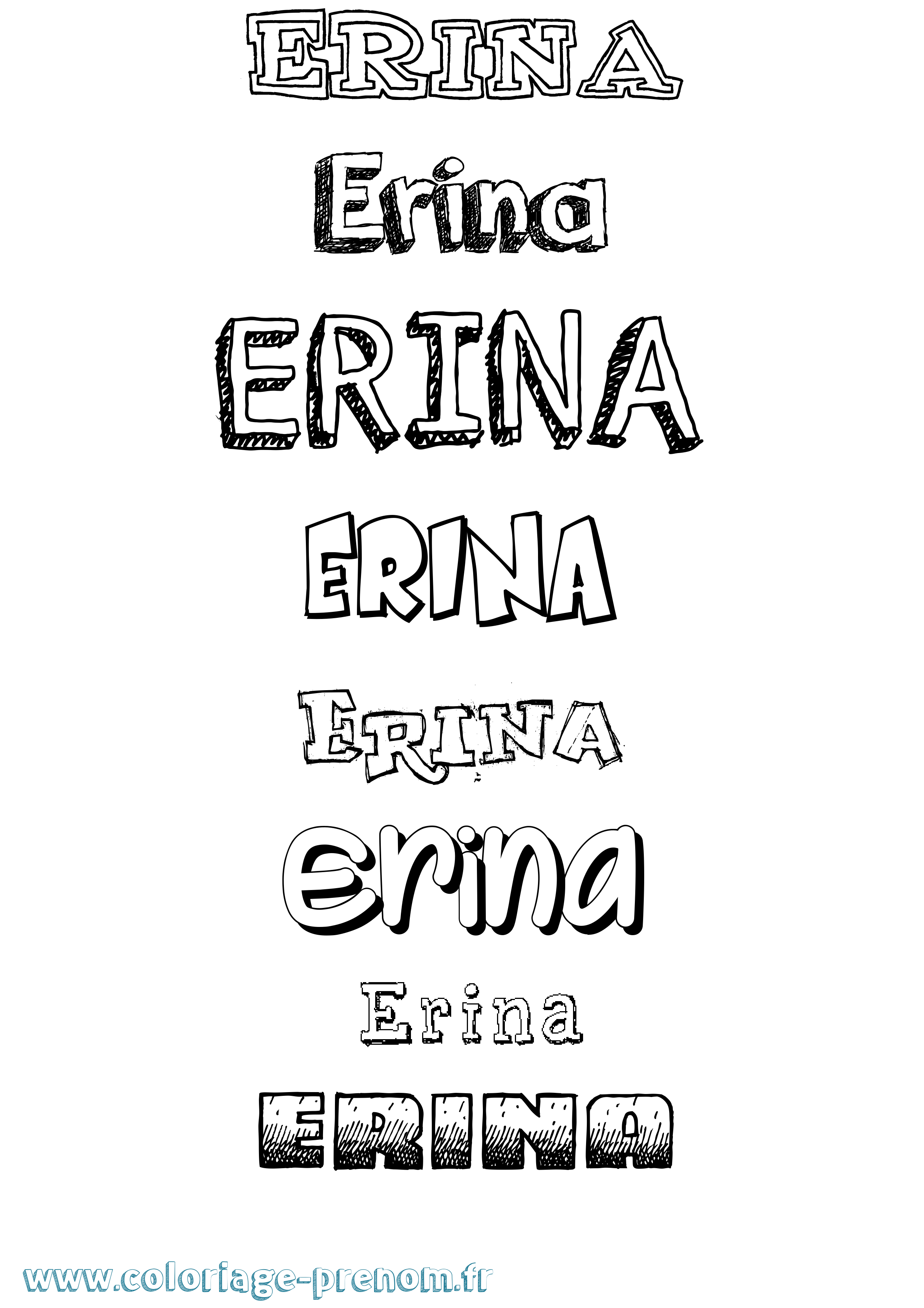 Coloriage Erina Dessiné Coloriage prénom Erina Dessiné