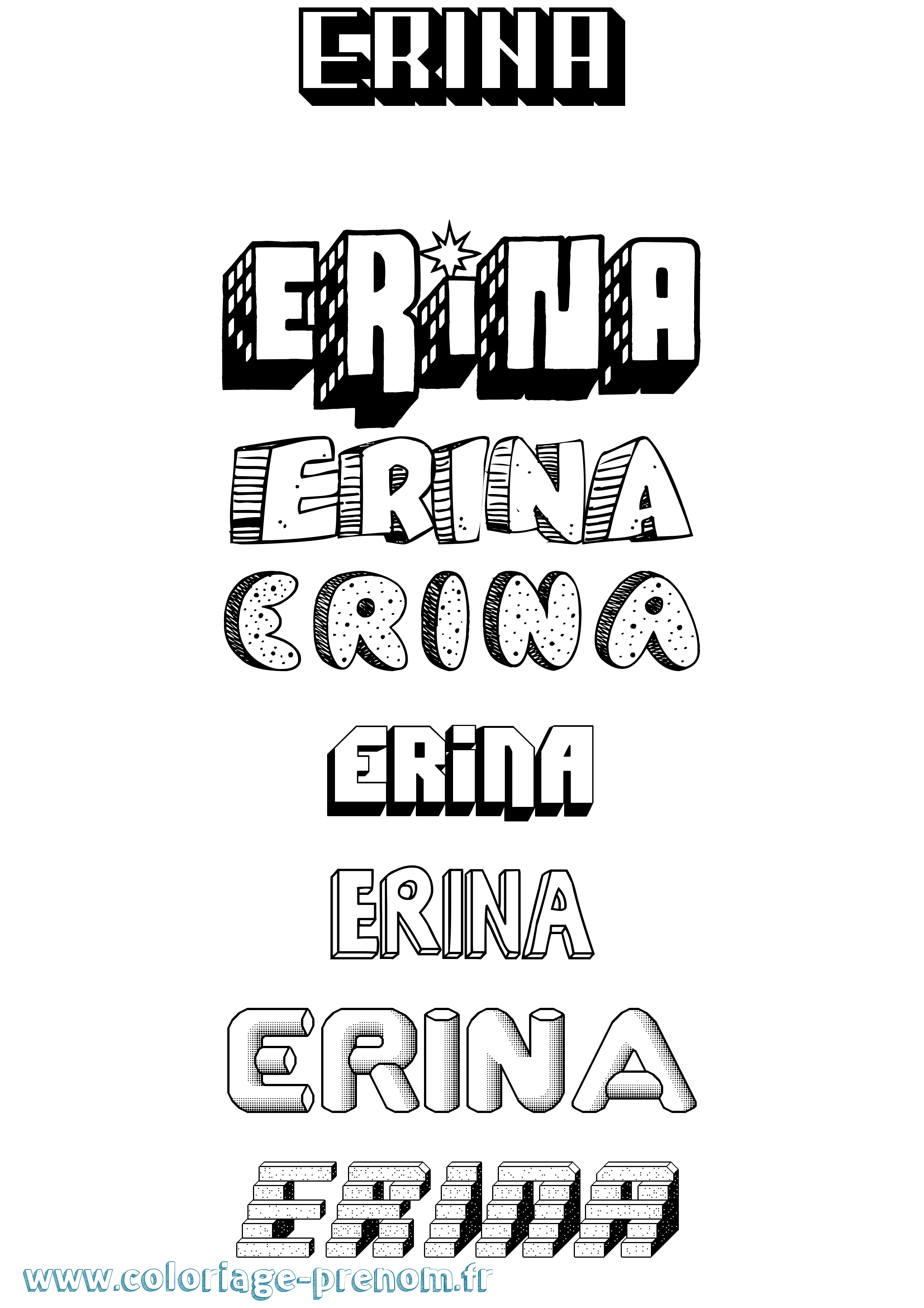 Coloriage Erina Effet 3D Coloriage prénom Erina Effet 3D