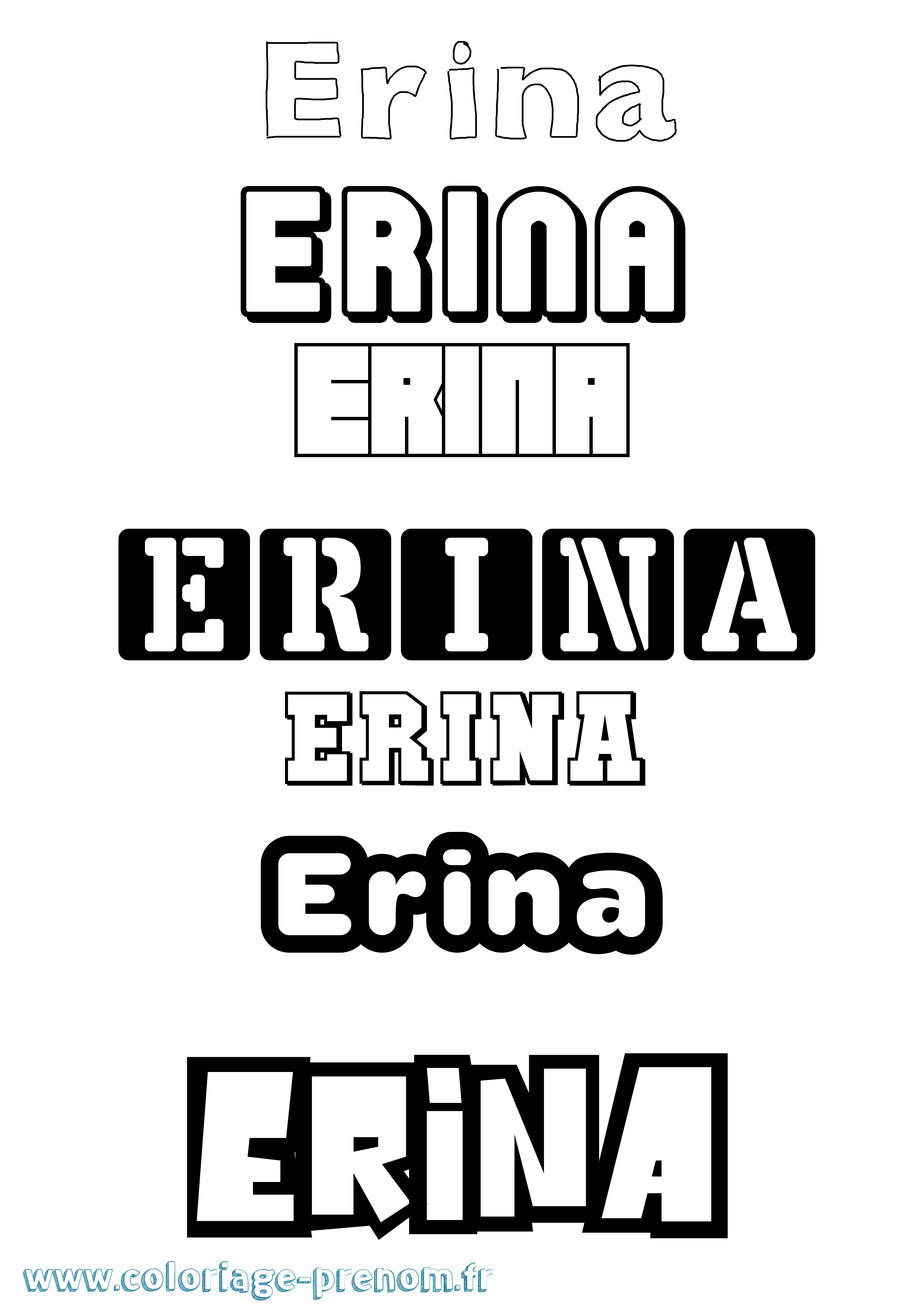 Coloriage Erina Simple Coloriage prénom Erina Simple