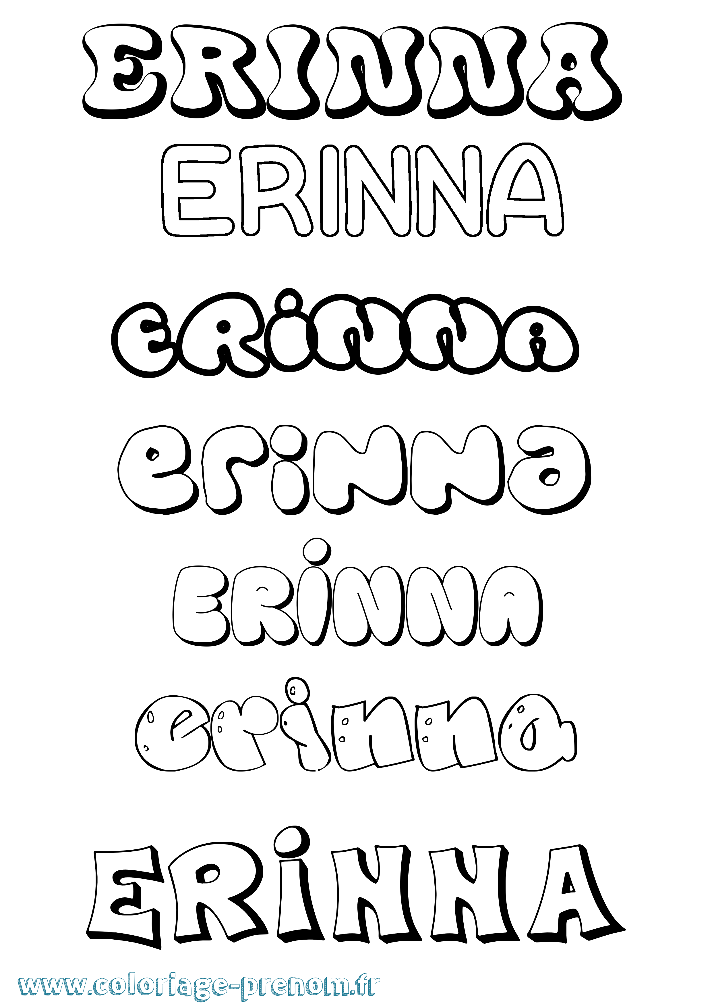 Coloriage Erinna Bubble Coloriage prénom Erinna Bubble