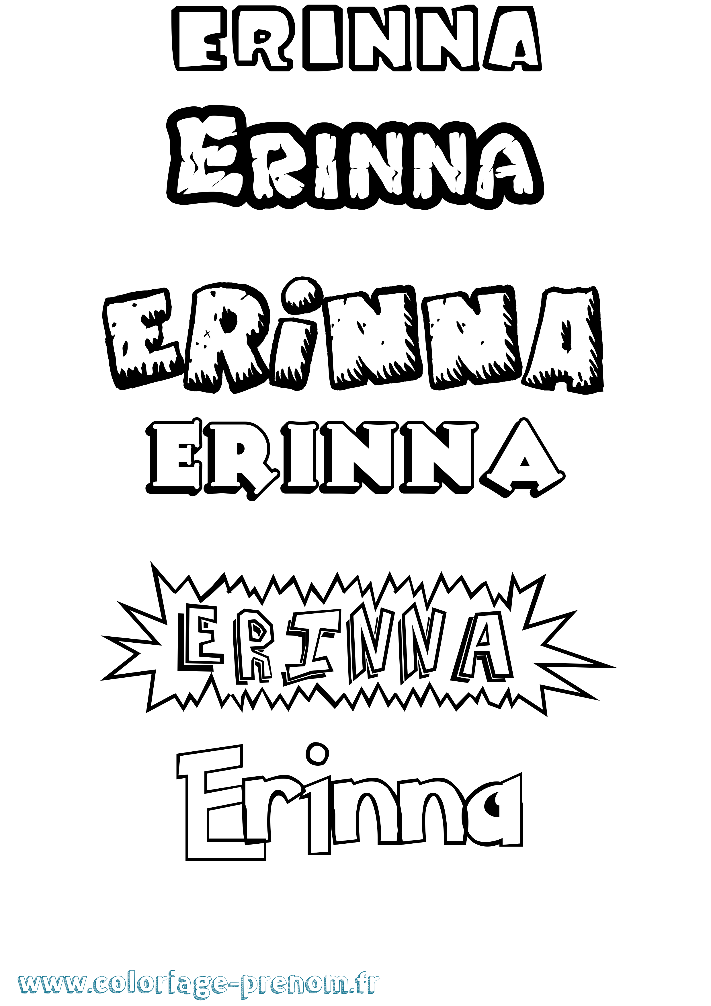Coloriage Erinna Dessin Animé Coloriage prénom Erinna Dessin Animé