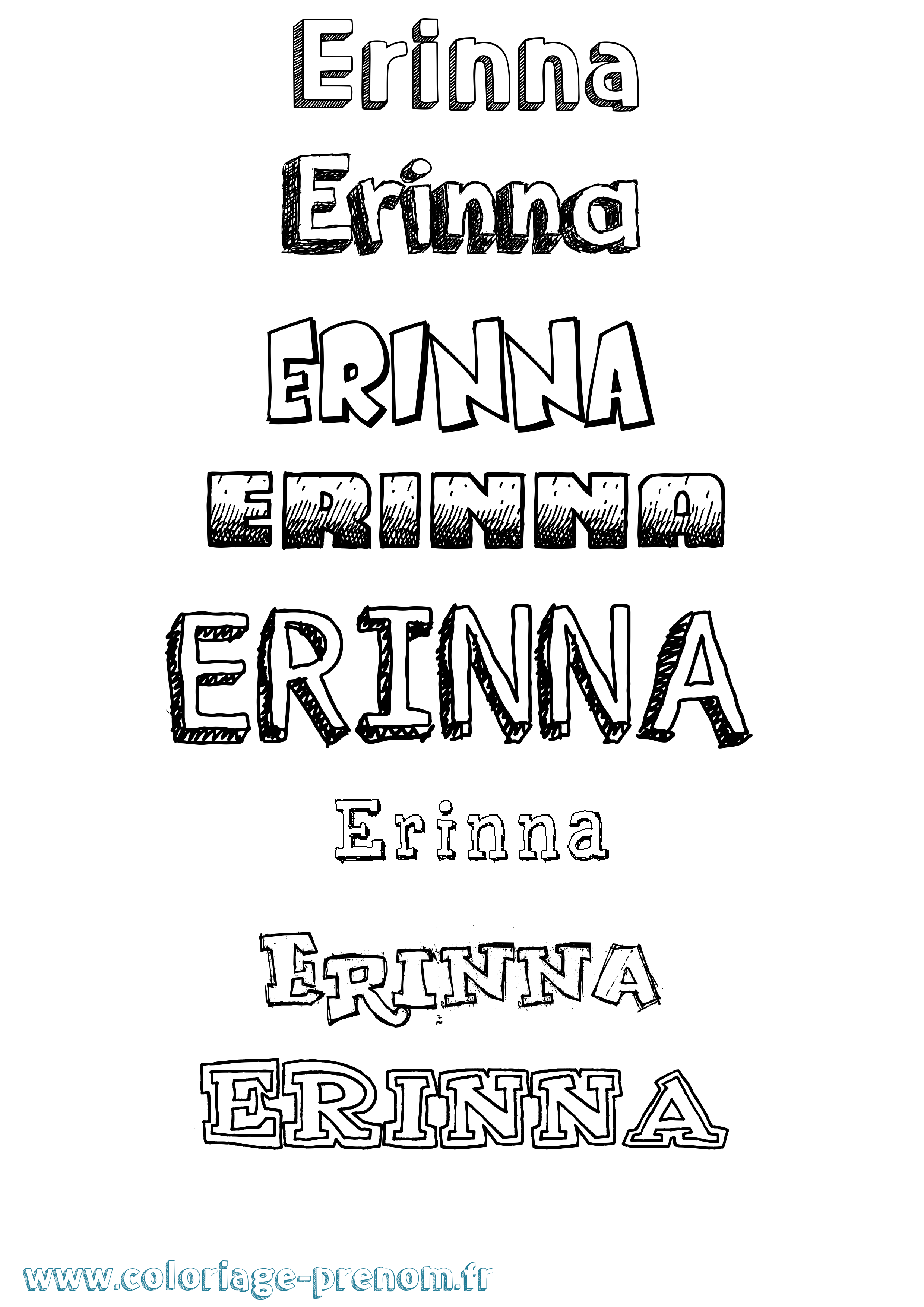 Coloriage Erinna Dessiné Coloriage prénom Erinna Dessiné