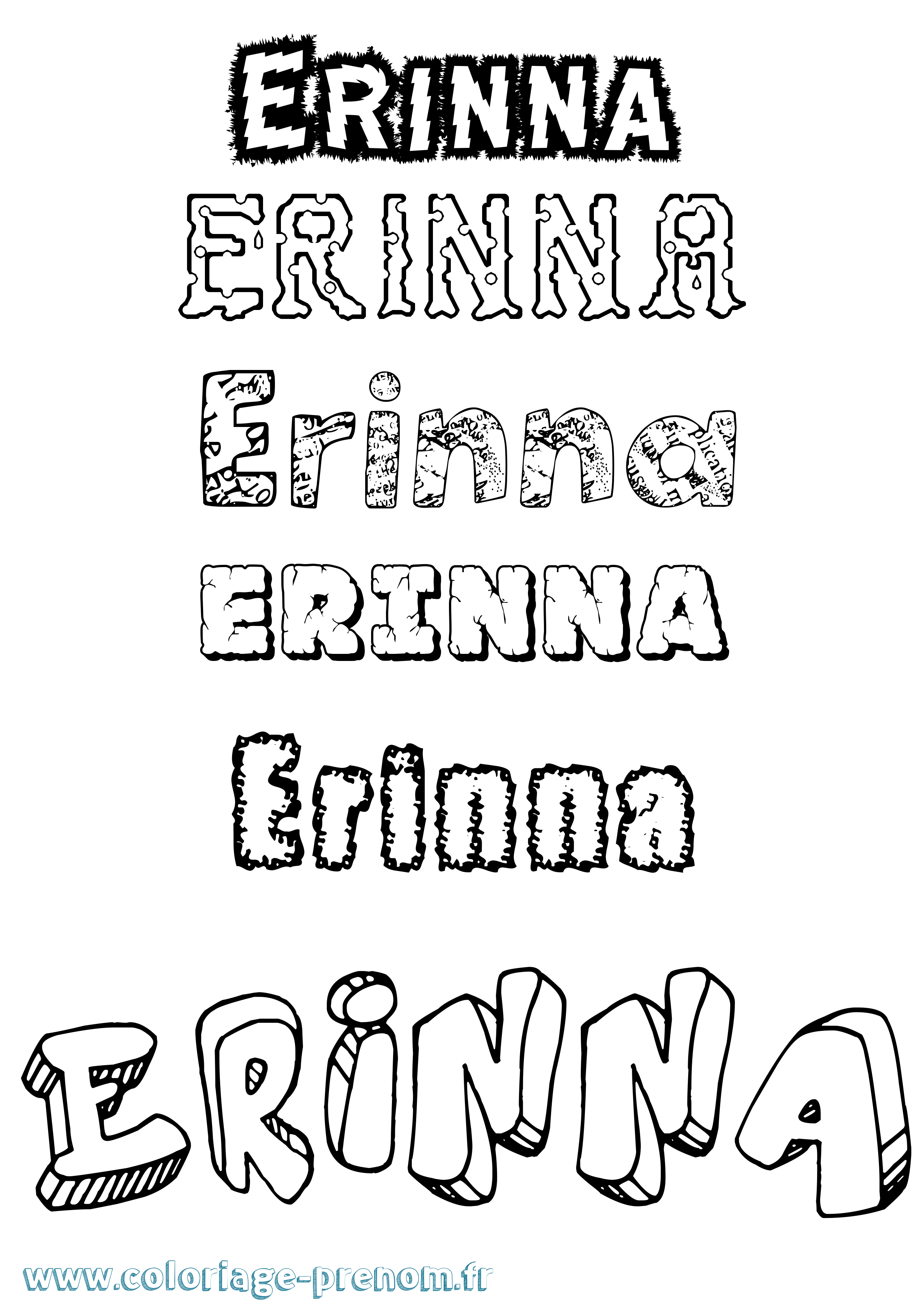 Coloriage Erinna Destructuré Coloriage prénom Erinna Destructuré