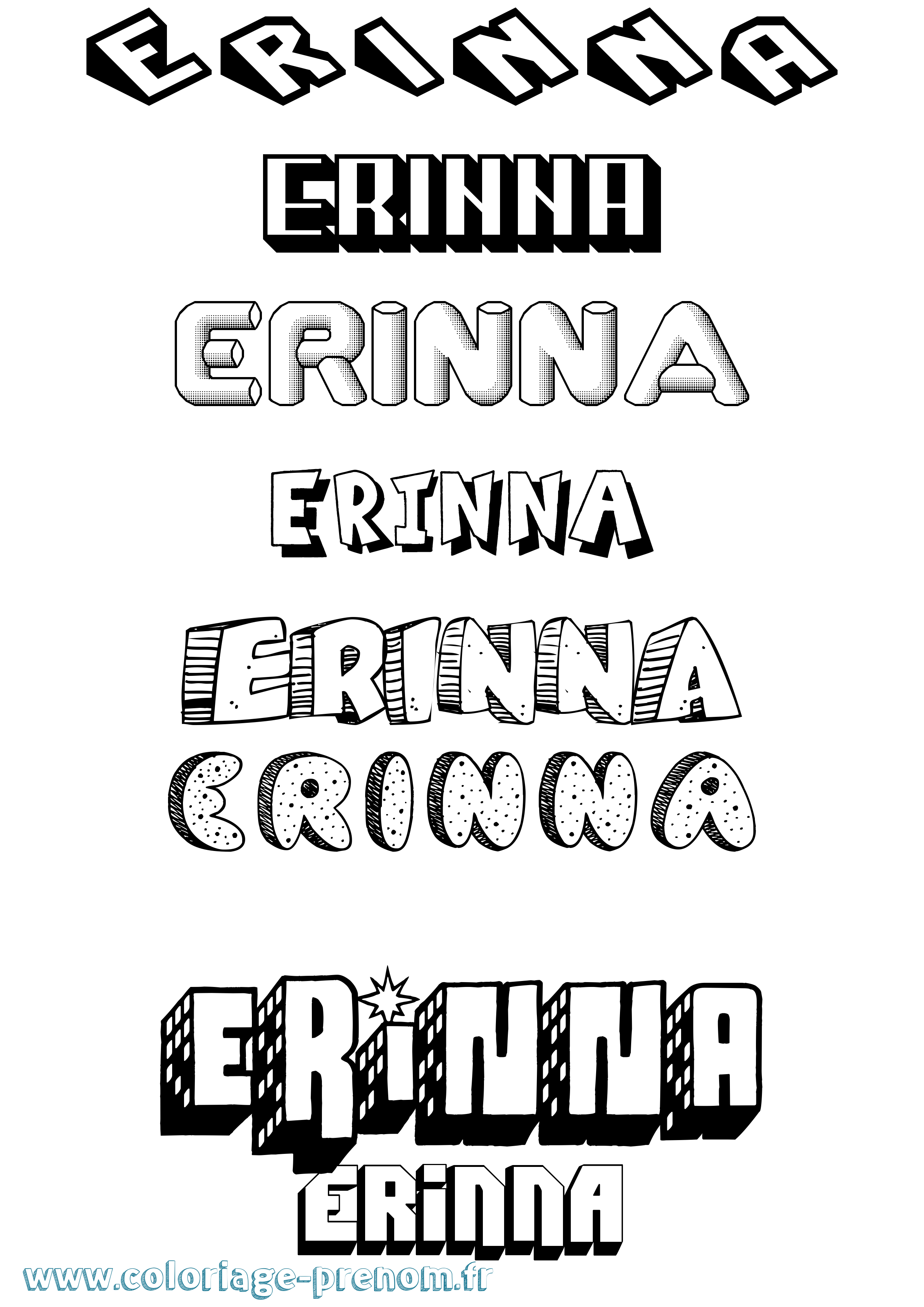 Coloriage Erinna Effet 3D Coloriage prénom Erinna Effet 3D