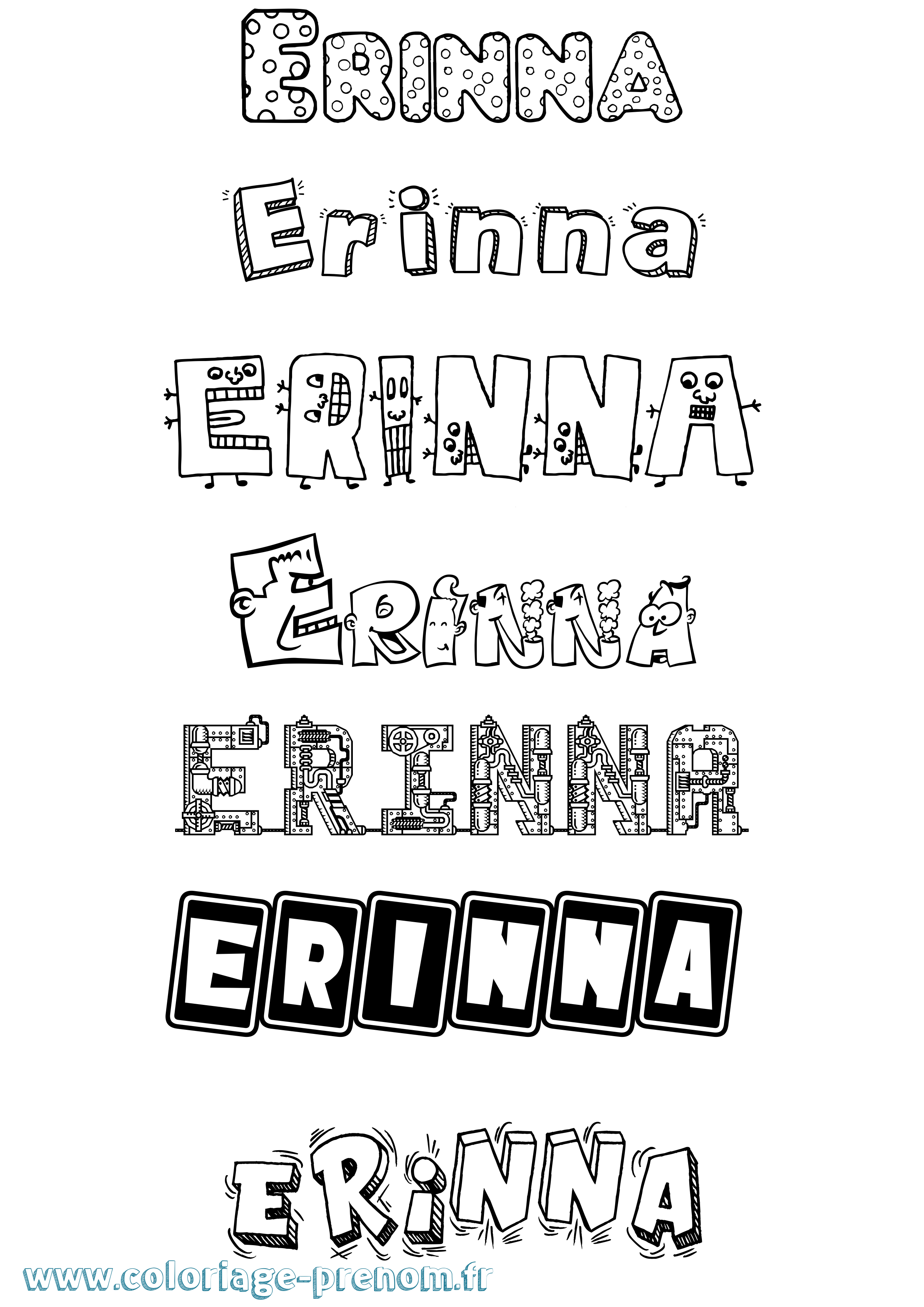 Coloriage Erinna Fun Coloriage prénom Erinna Fun