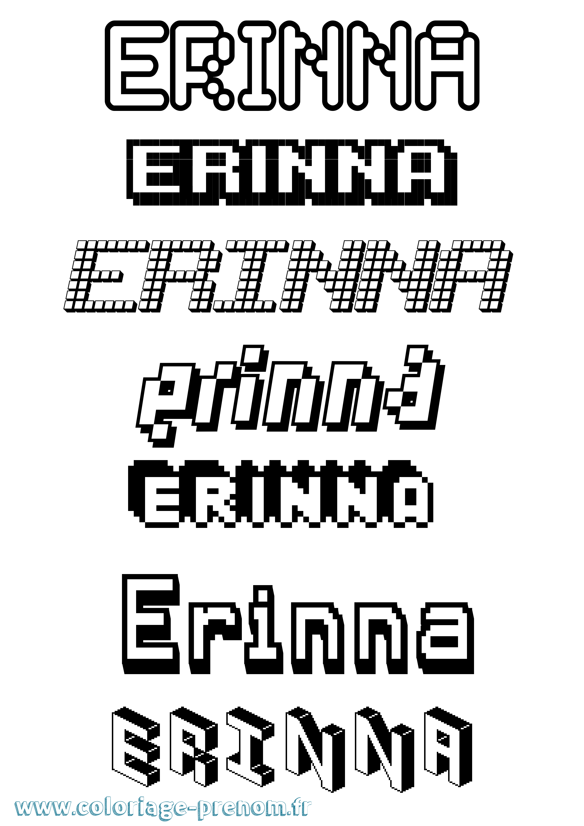 Coloriage Erinna Pixel Coloriage prénom Erinna Pixel