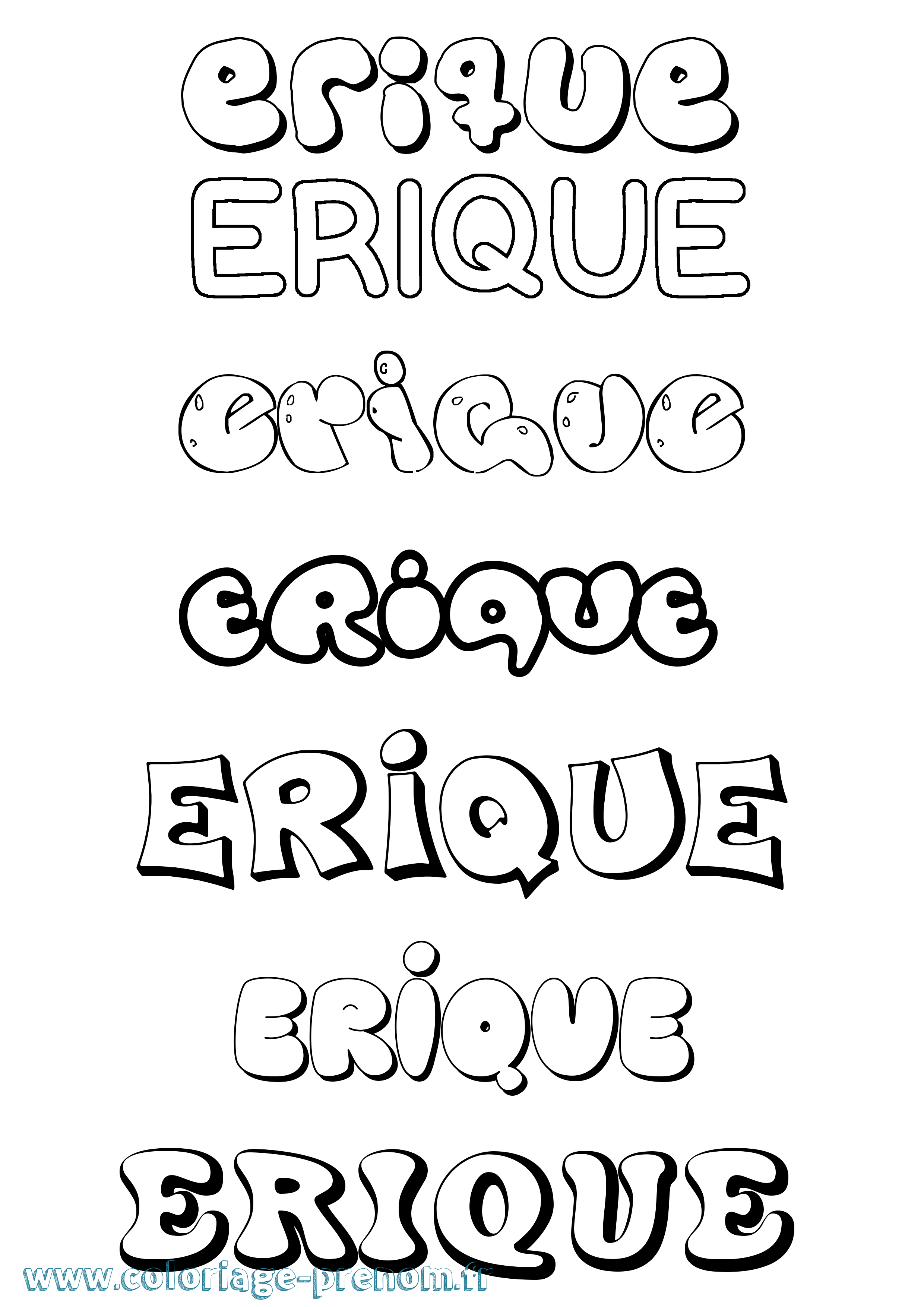 Coloriage Erique Bubble Coloriage prénom Erique Bubble