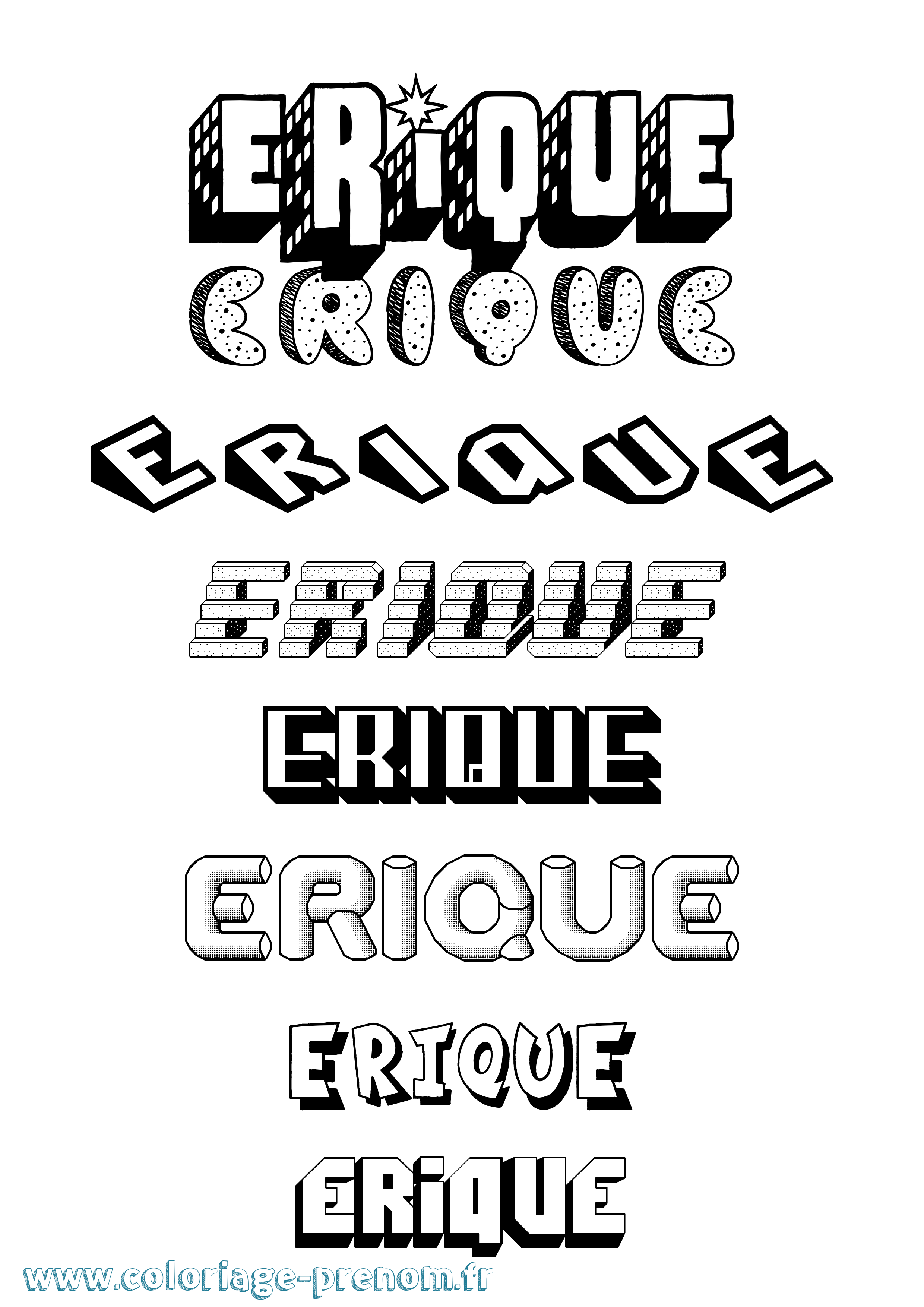 Coloriage Erique Effet 3D Coloriage prénom Erique Effet 3D