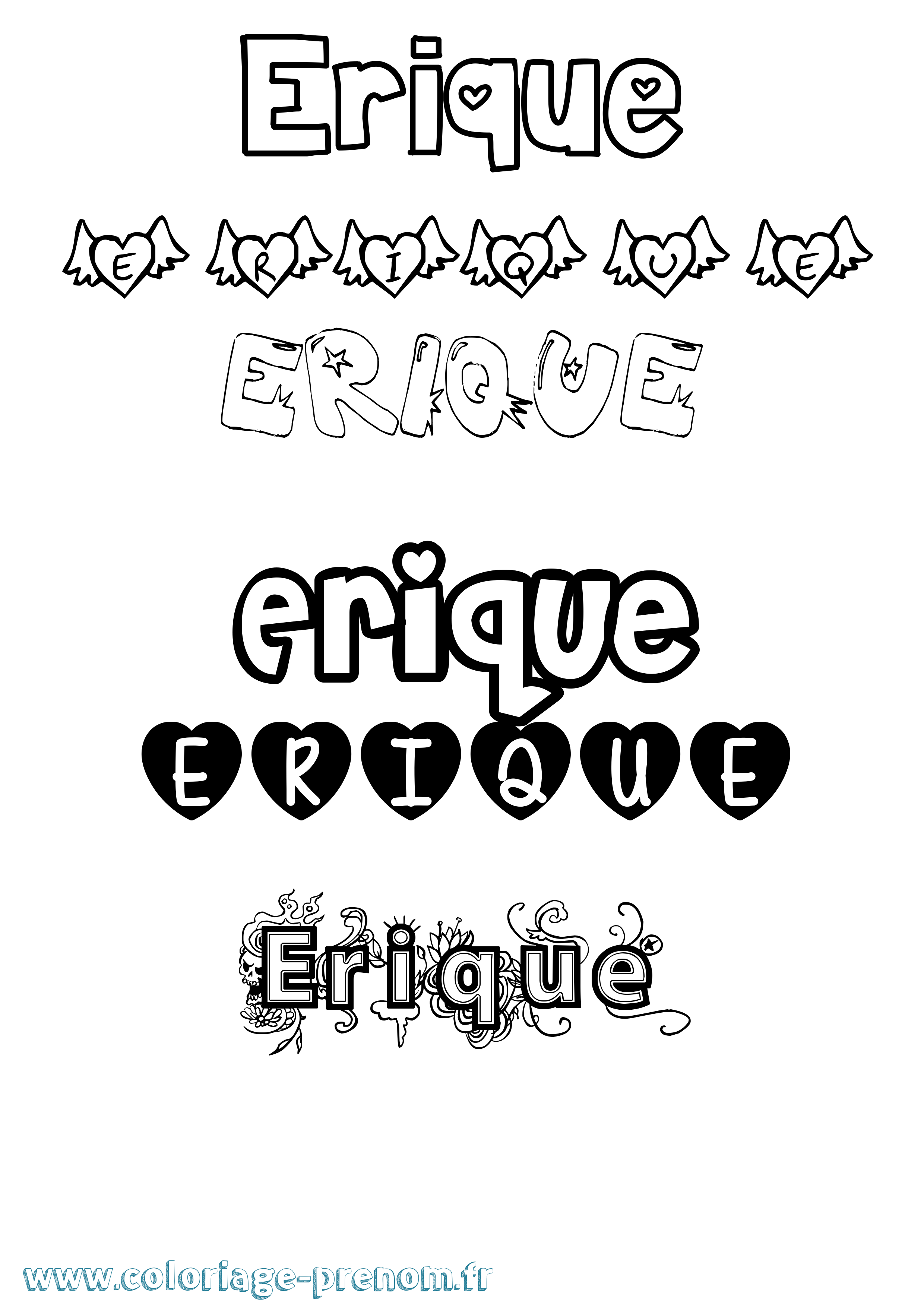 Coloriage Erique Girly Coloriage prénom Erique Girly