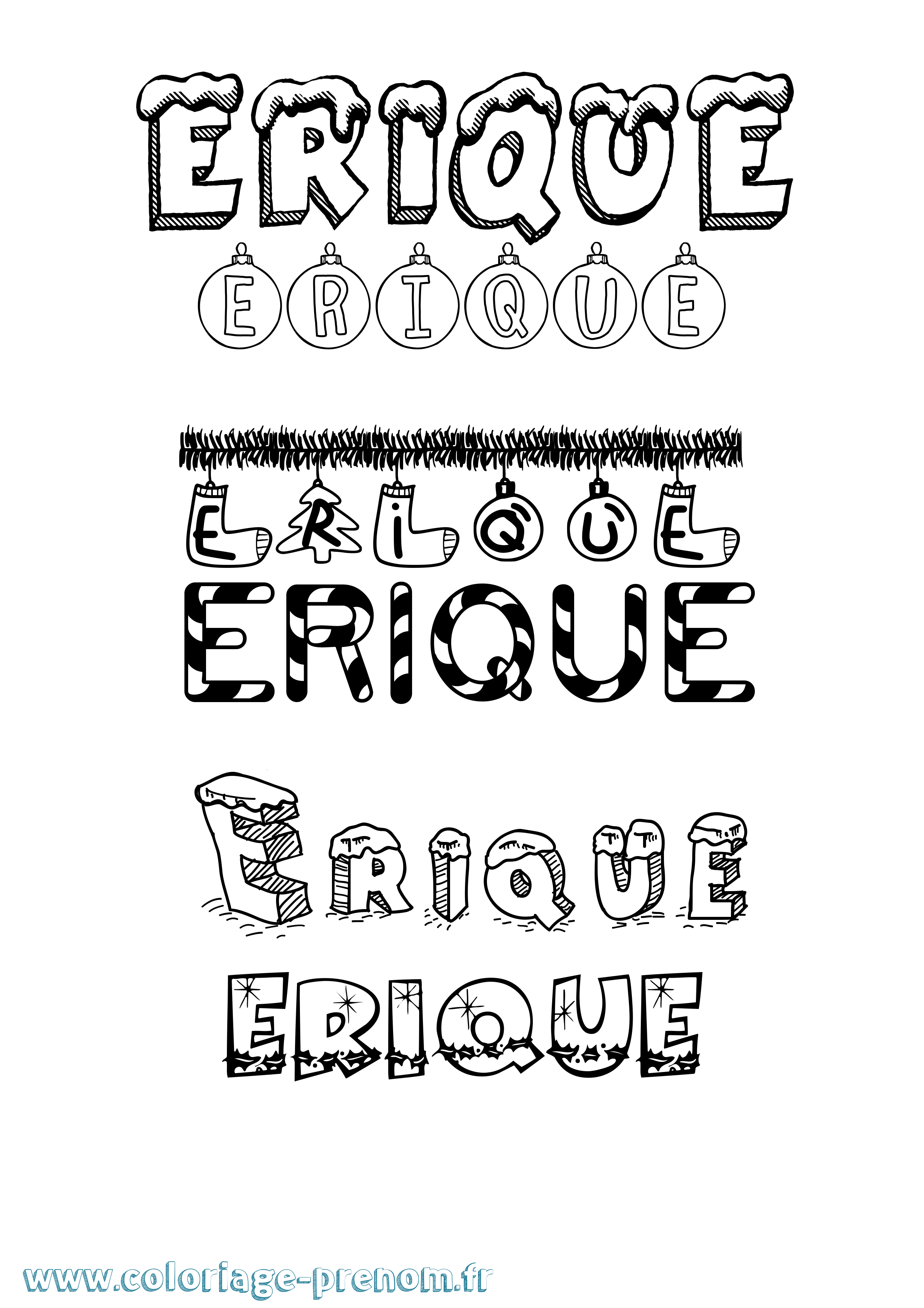 Coloriage Erique Noël Coloriage prénom Erique Noël