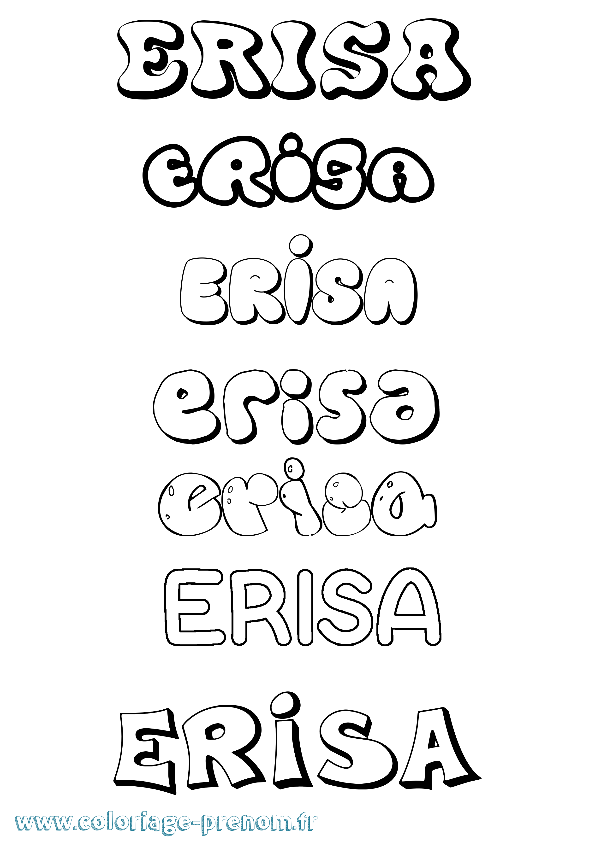 Coloriage Erisa Bubble Coloriage prénom Erisa Bubble