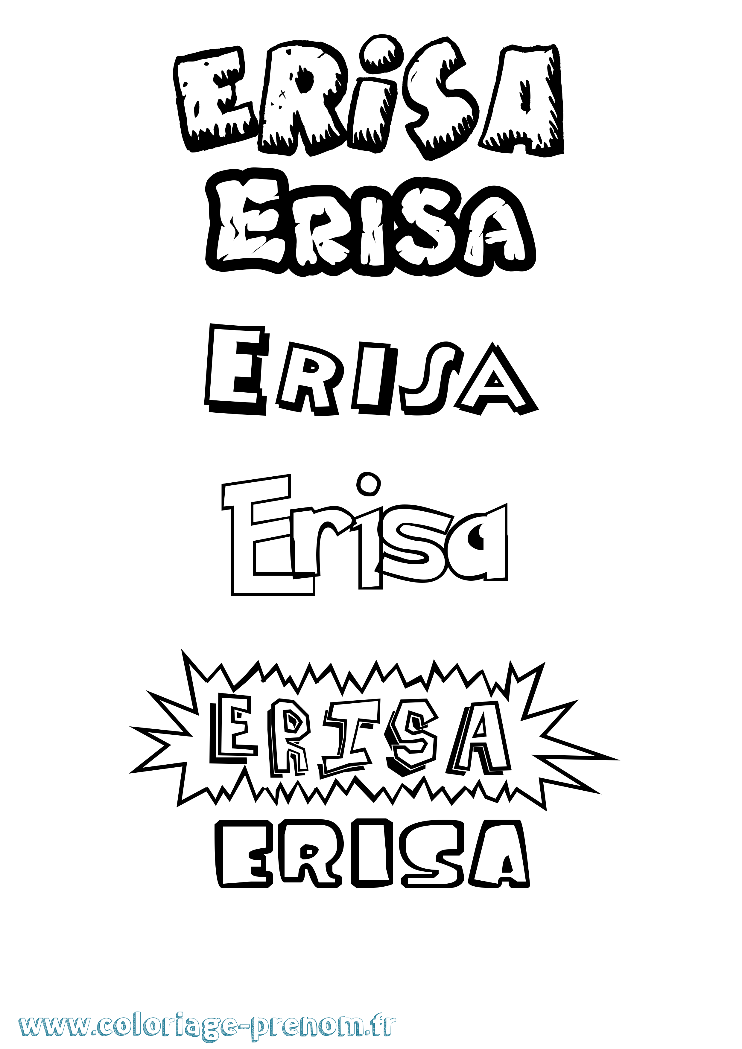 Coloriage Erisa Dessin Animé Coloriage prénom Erisa Dessin Animé
