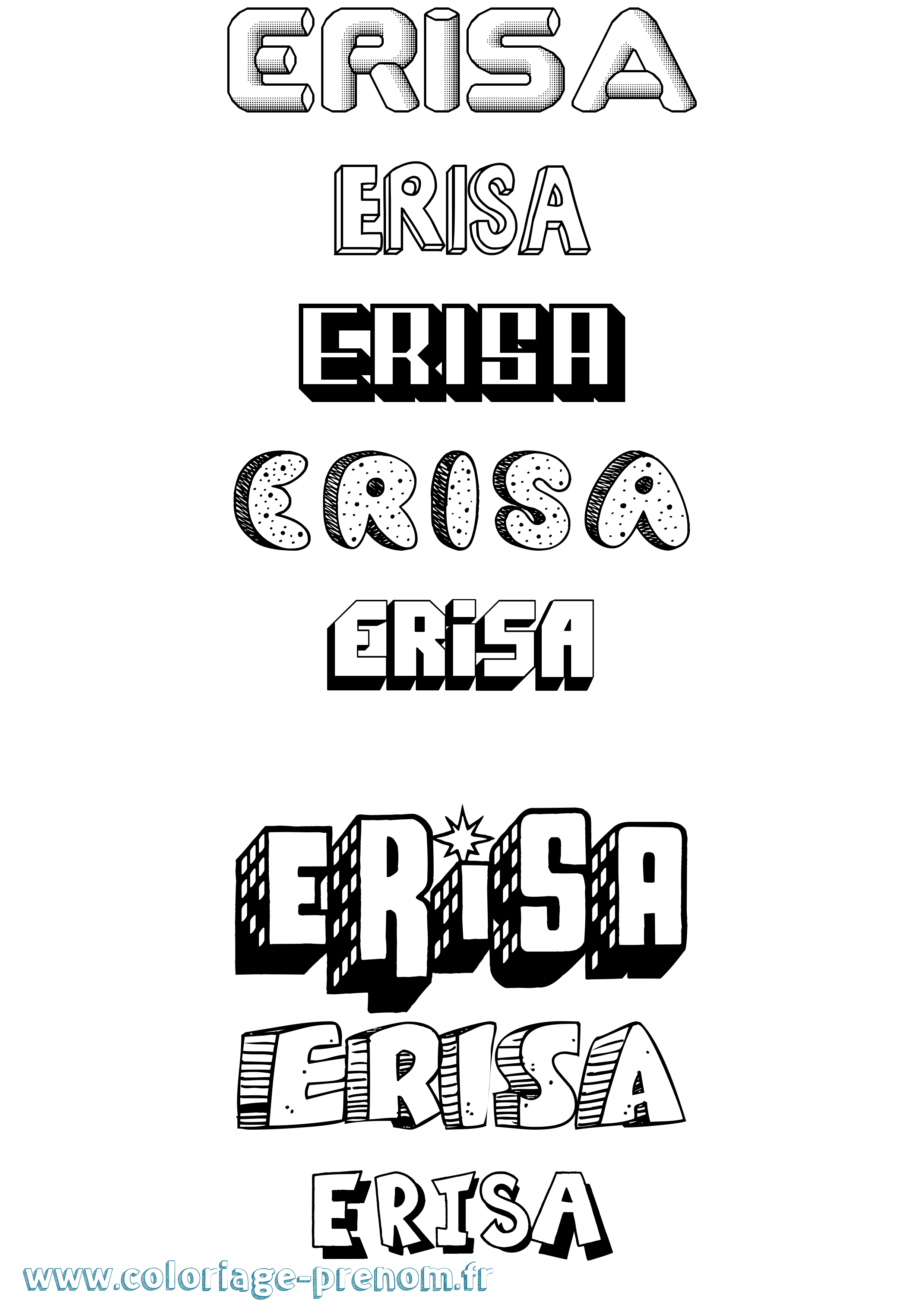 Coloriage Erisa Effet 3D Coloriage prénom Erisa Effet 3D