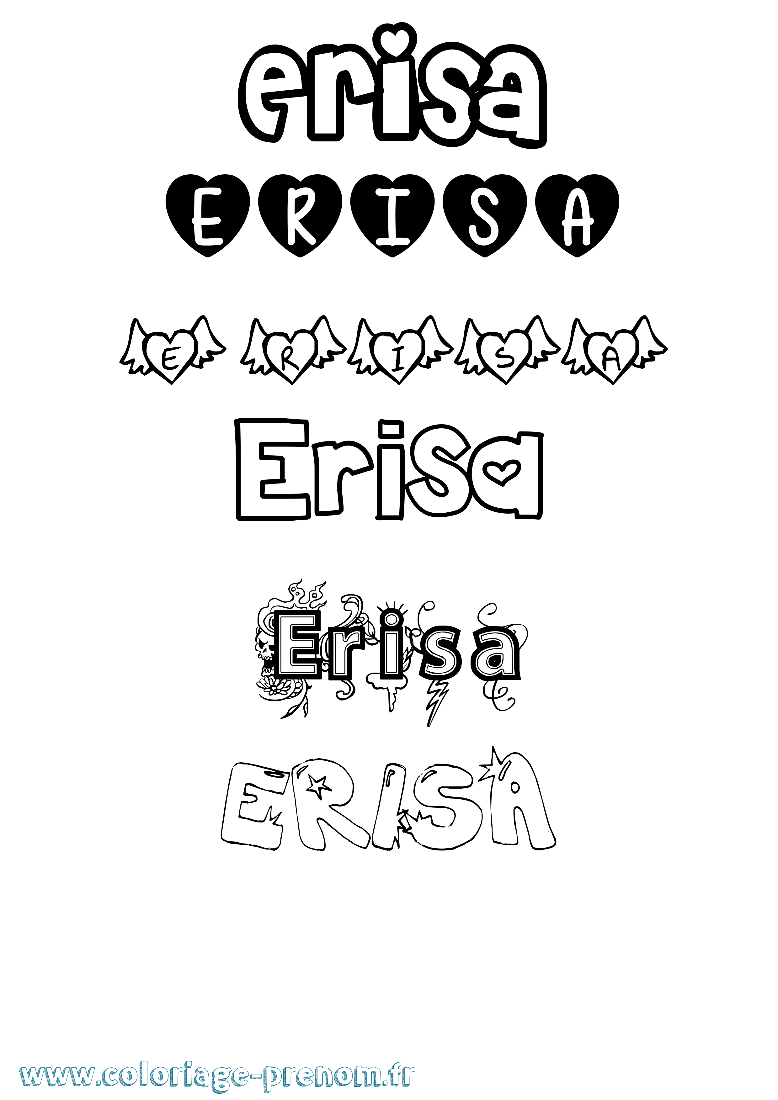 Coloriage Erisa Girly Coloriage prénom Erisa Girly