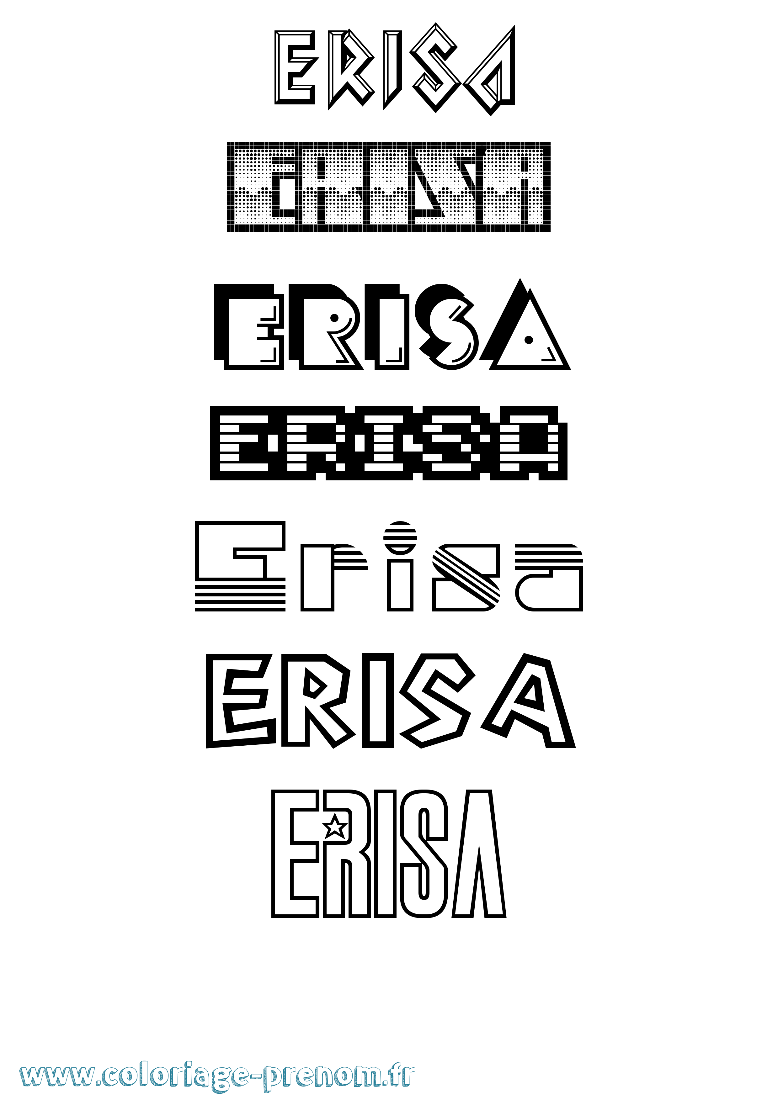 Coloriage Erisa Jeux Vidéos Coloriage prénom Erisa Jeux Vidéos