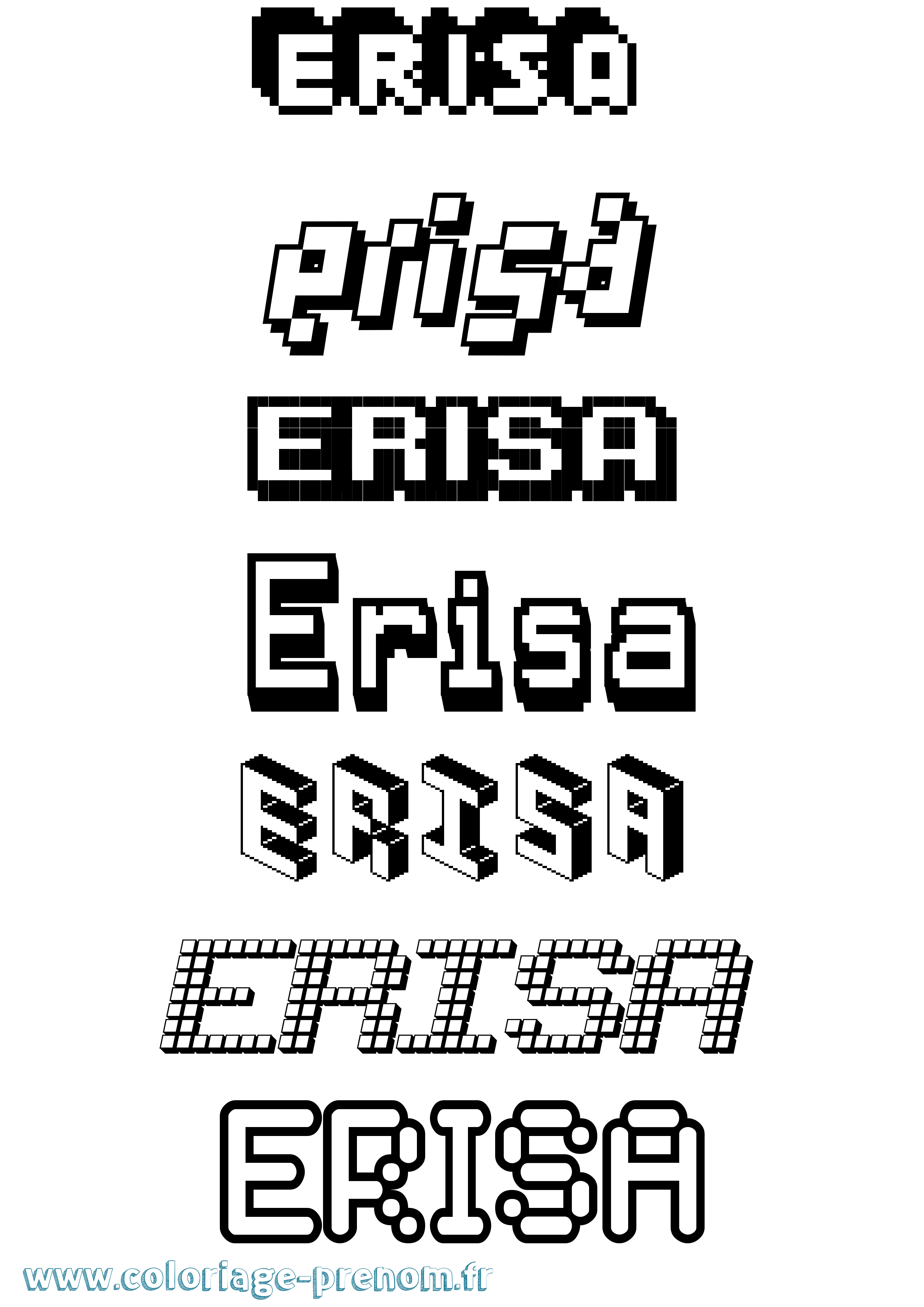 Coloriage Erisa Pixel Coloriage prénom Erisa Pixel