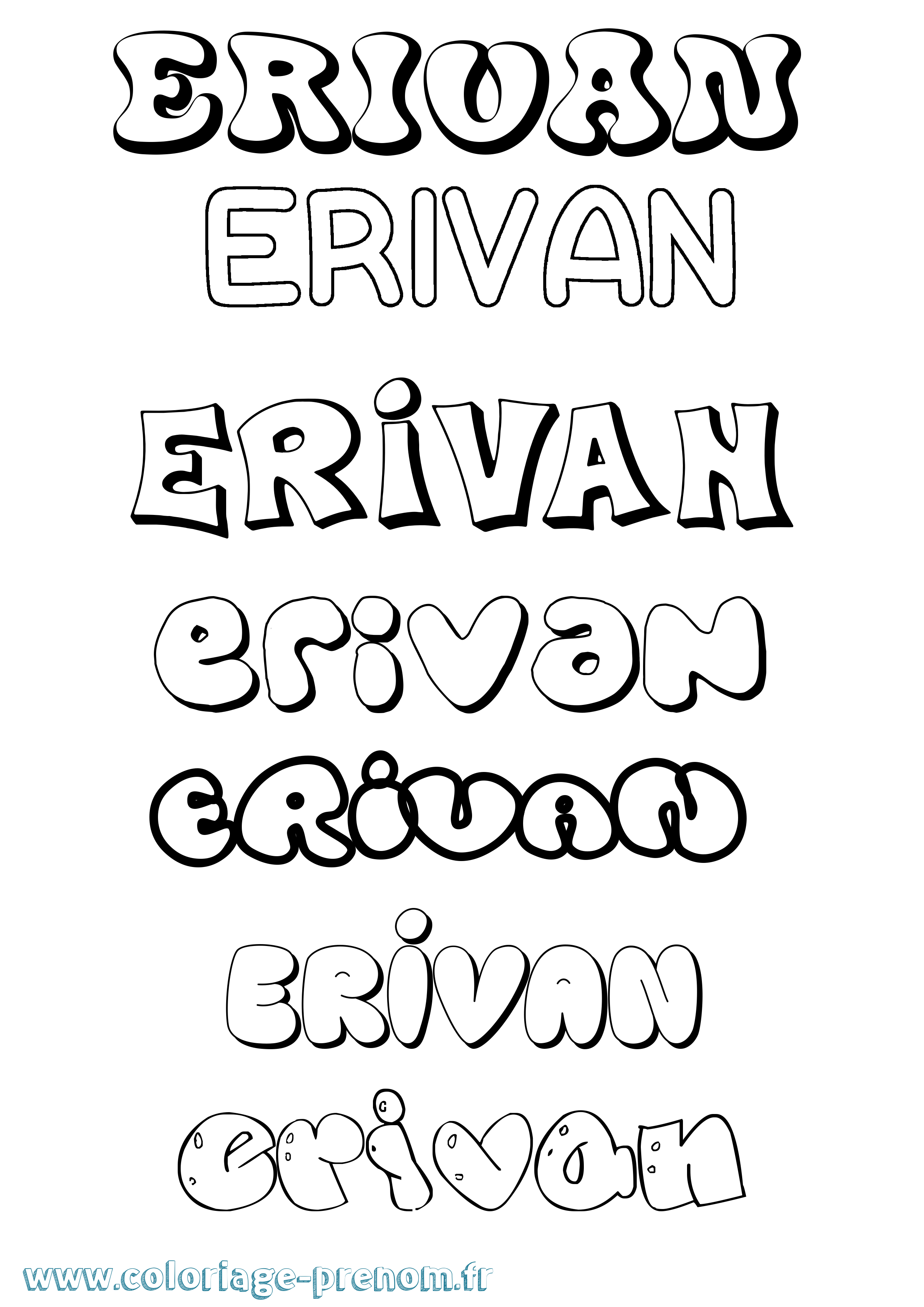 Coloriage Erivan Bubble Coloriage prénom Erivan Bubble