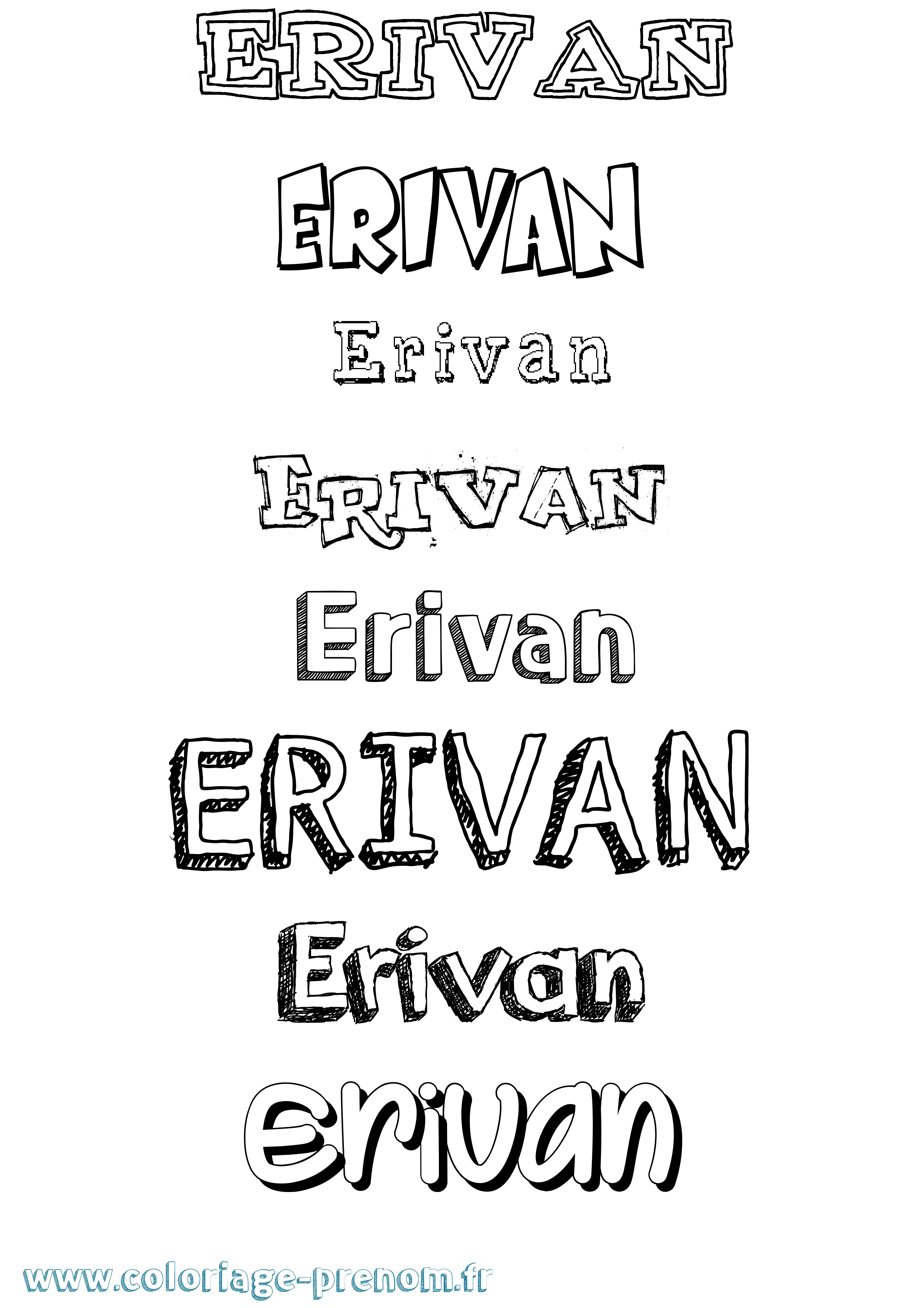 Coloriage Erivan Dessiné Coloriage prénom Erivan Dessiné