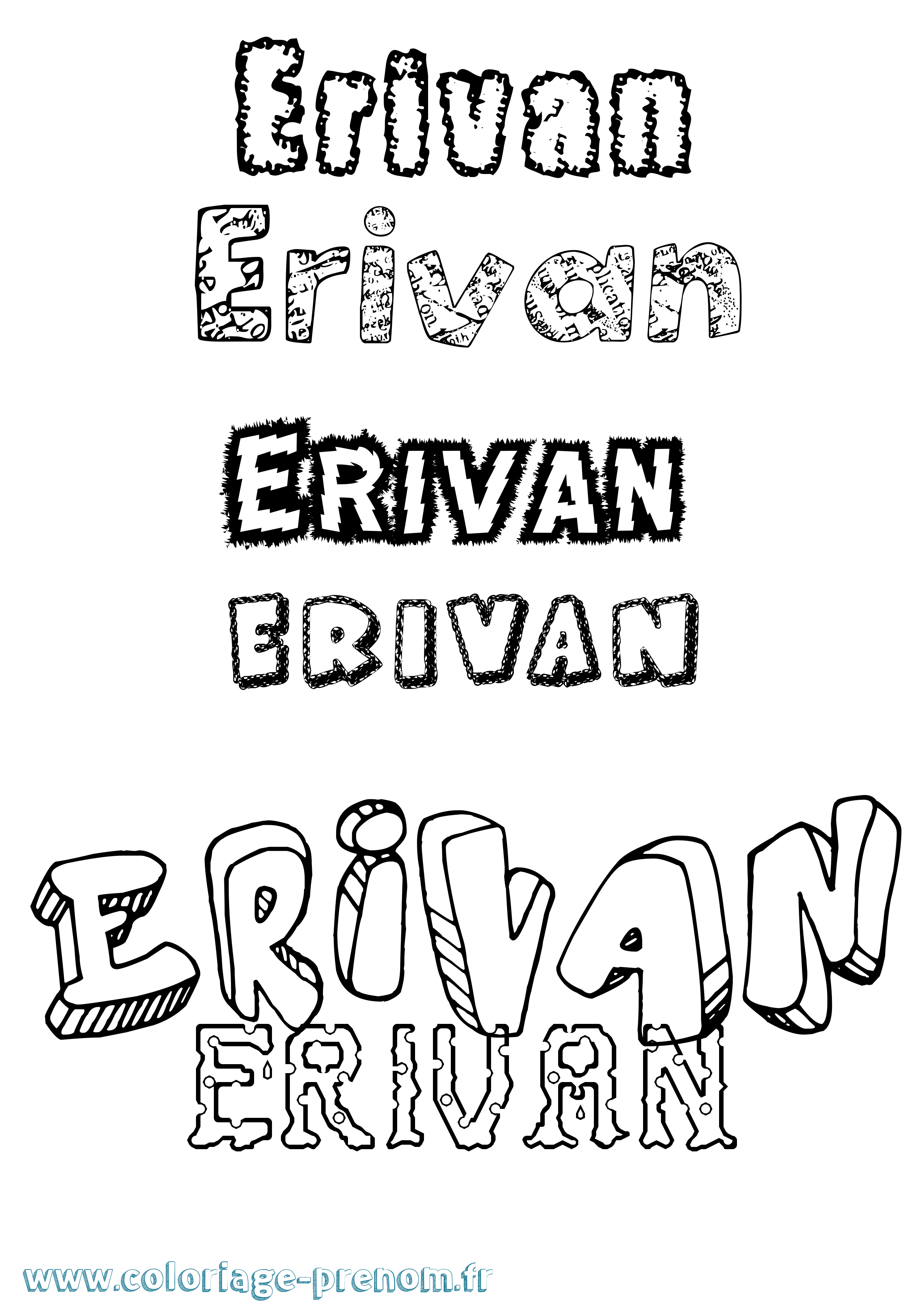 Coloriage Erivan Destructuré Coloriage prénom Erivan Destructuré