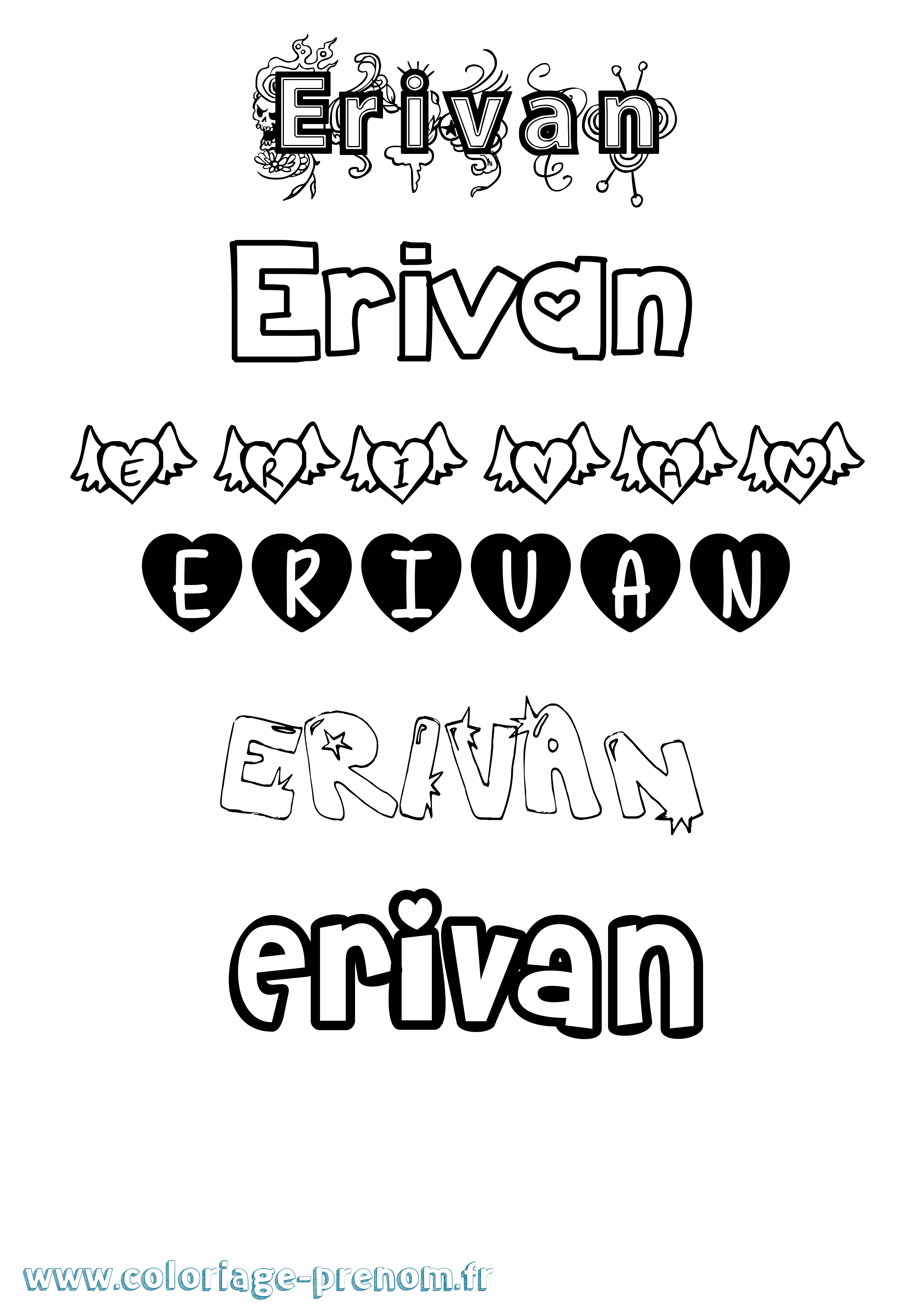 Coloriage Erivan Girly Coloriage prénom Erivan Girly