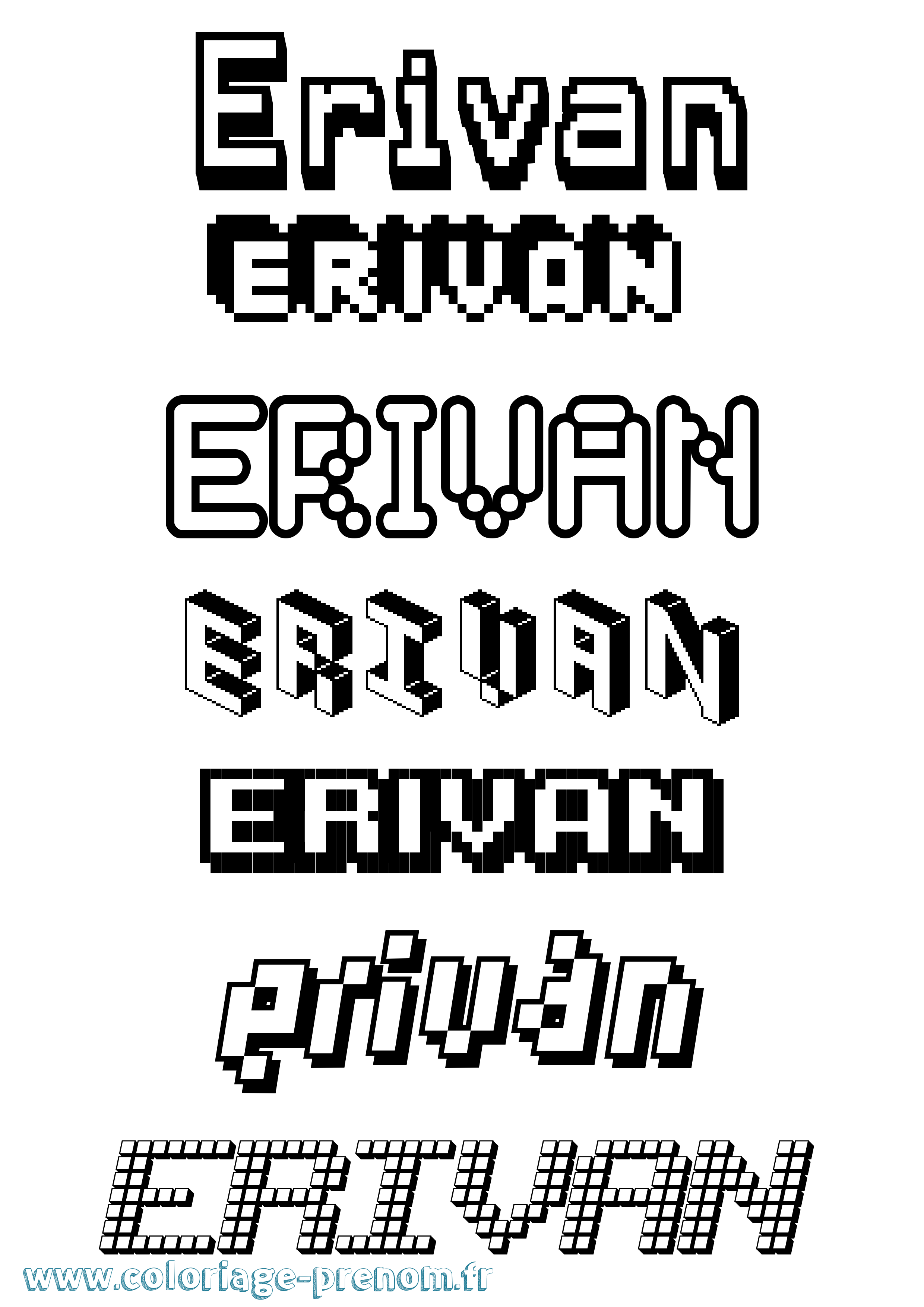 Coloriage Erivan Pixel Coloriage prénom Erivan Pixel
