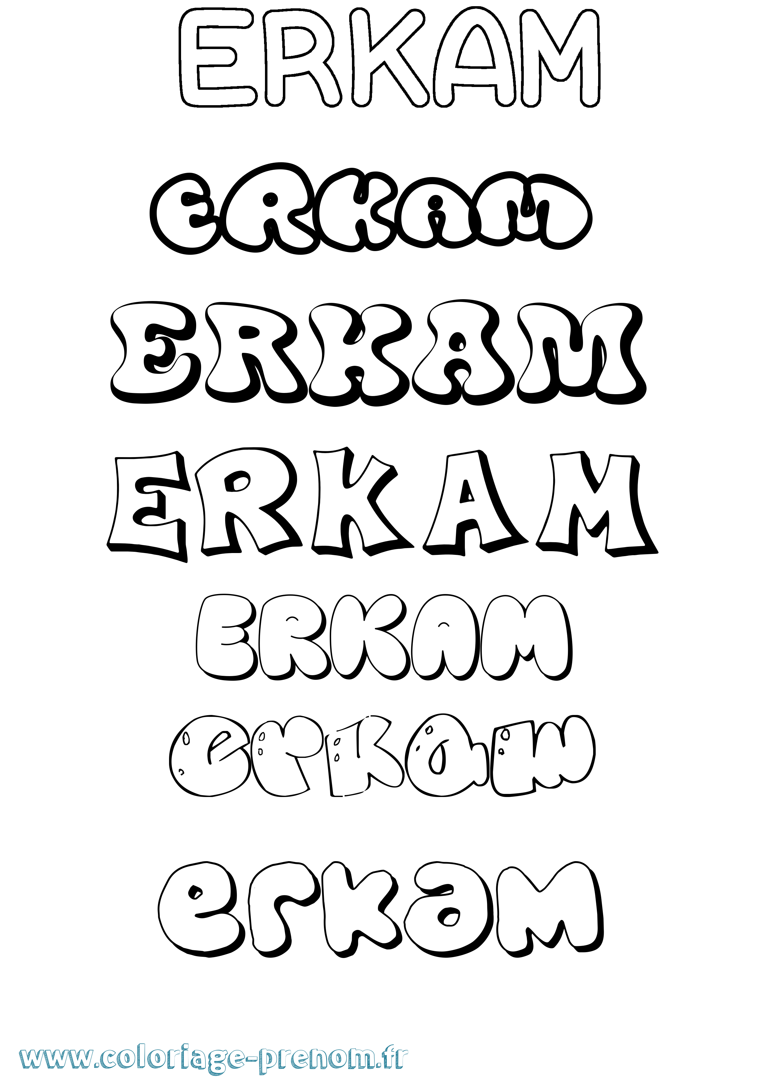 Coloriage Erkam Bubble Coloriage prénom Erkam Bubble